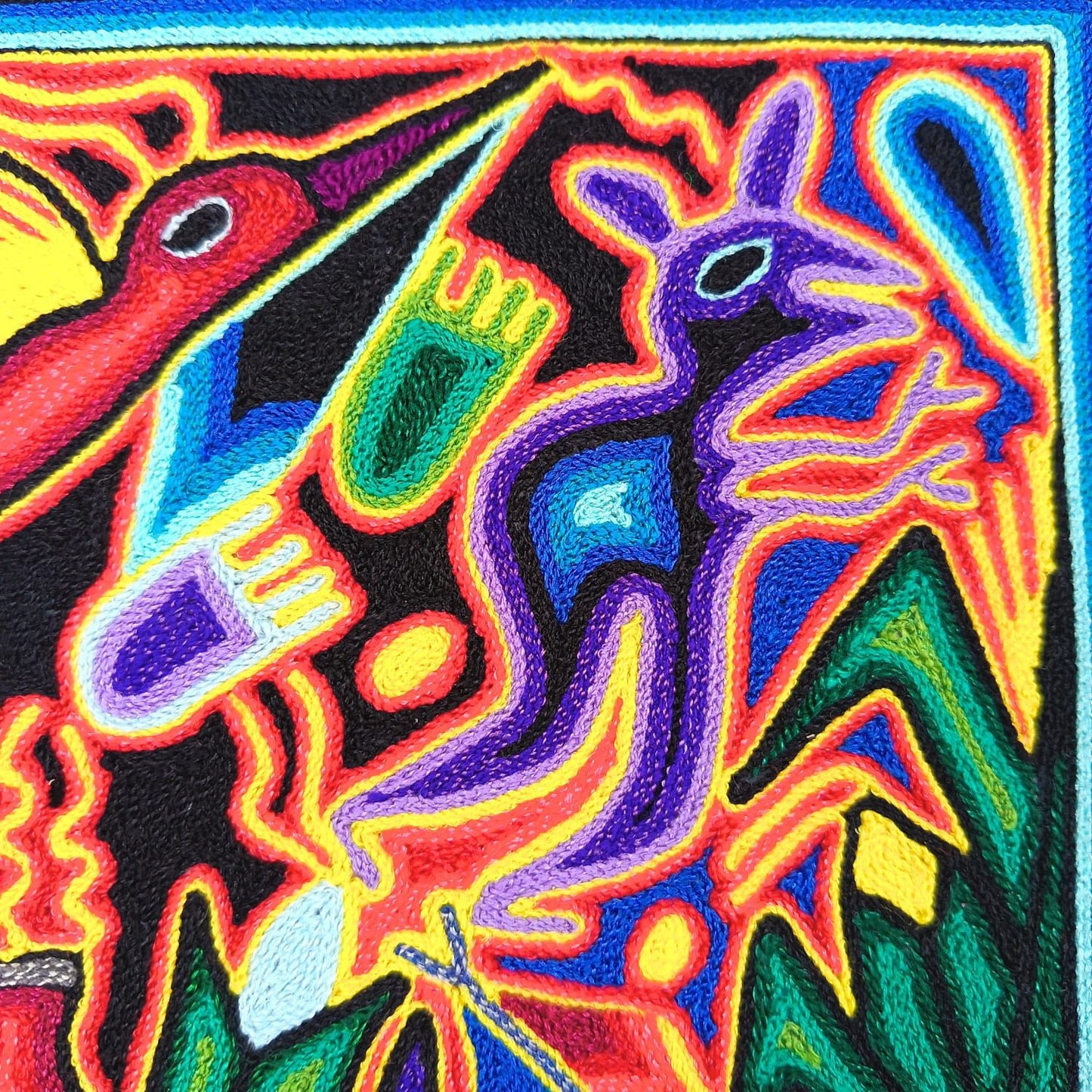 Tepehuano Yarn Painting Mexican Folk Art By Bautista Family PP8933
