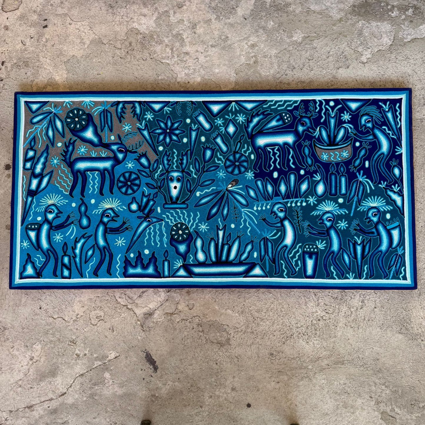 Mexican Folk Art Huichol Yarn Painting by Cooperativa Zitacua PP8961 Oaxaca