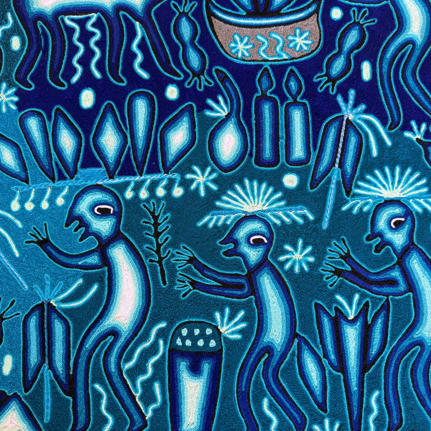 Mexican Folk Art Huichol Yarn Painting by Cooperativa Zitacua PP8961 Oaxaca