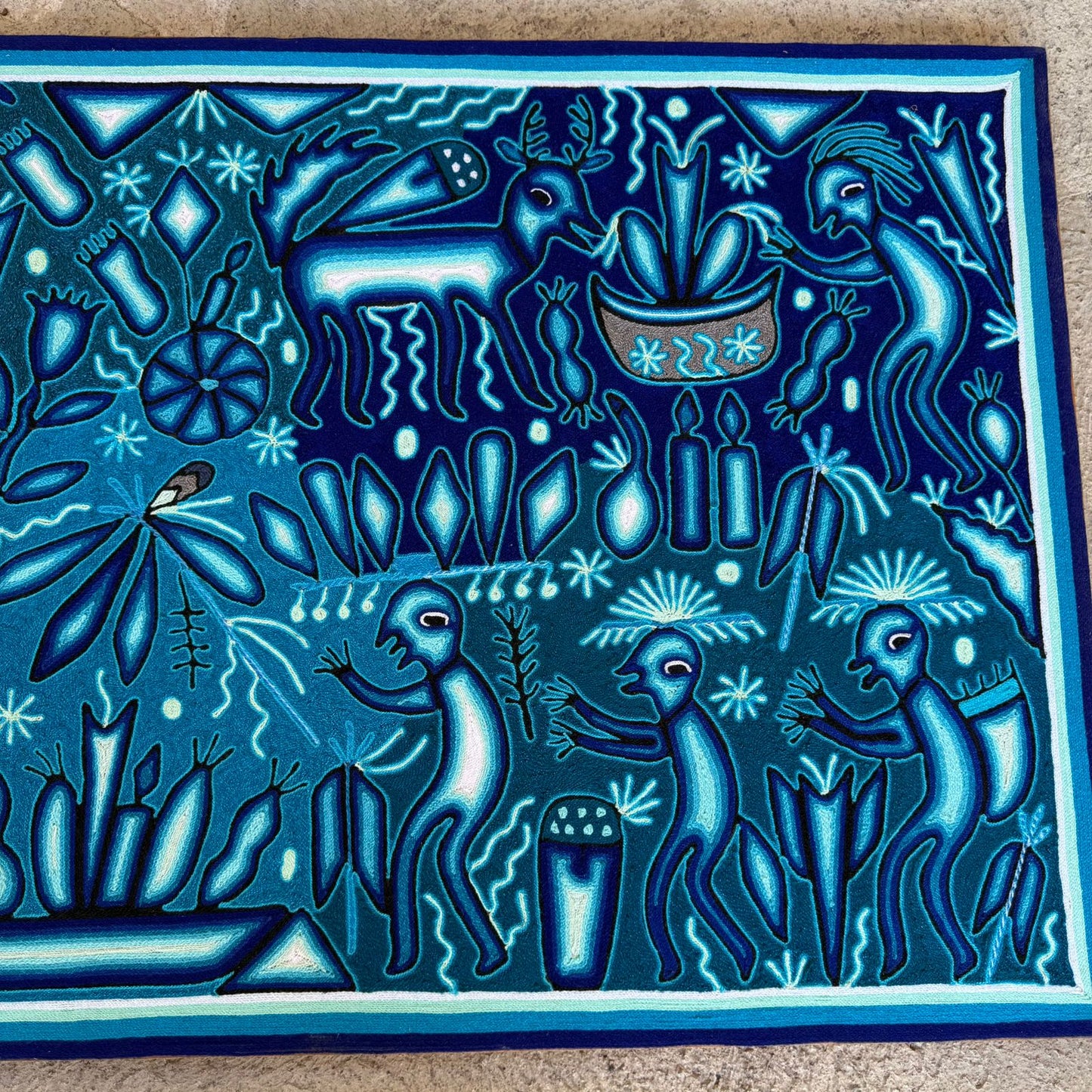 Mexican Folk Art Huichol Yarn Painting by Cooperativa Zitacua PP8961 Oaxaca