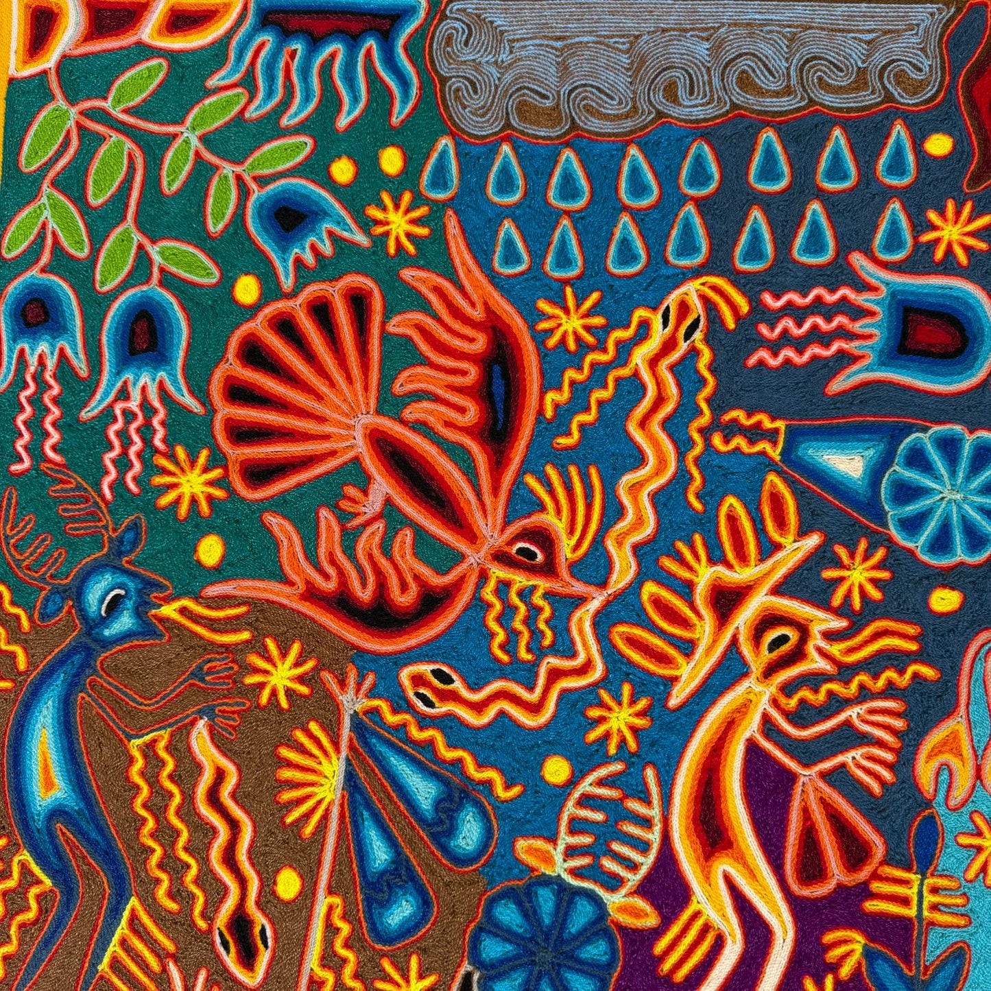Mexican Folk Art Huichol Yarn Painting by Cooperativa Zitacua PP8963