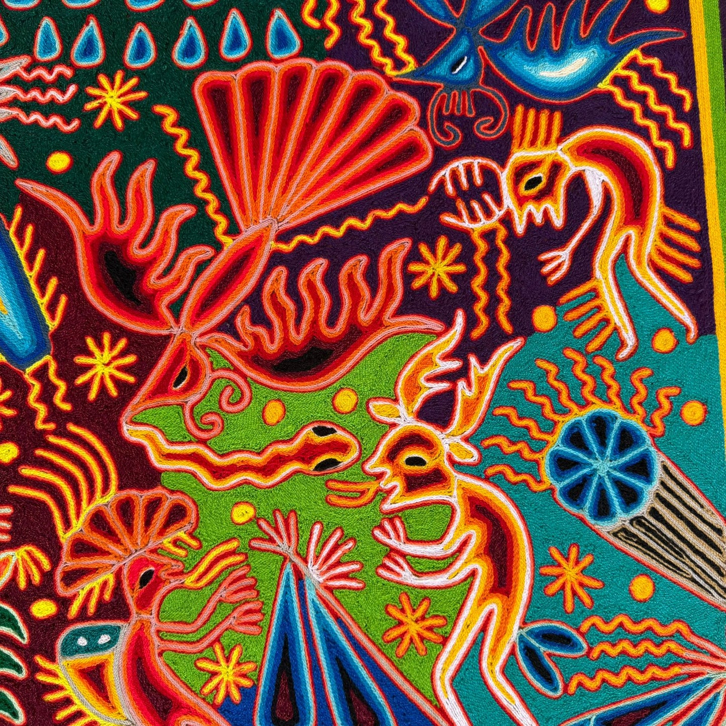 Mexican Folk Art Huichol Yarn Painting by Cooperativa Zitacua PP8963