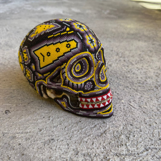 Huichol Hand Beaded Human Skull By Mayola Villa Lopez PP8970