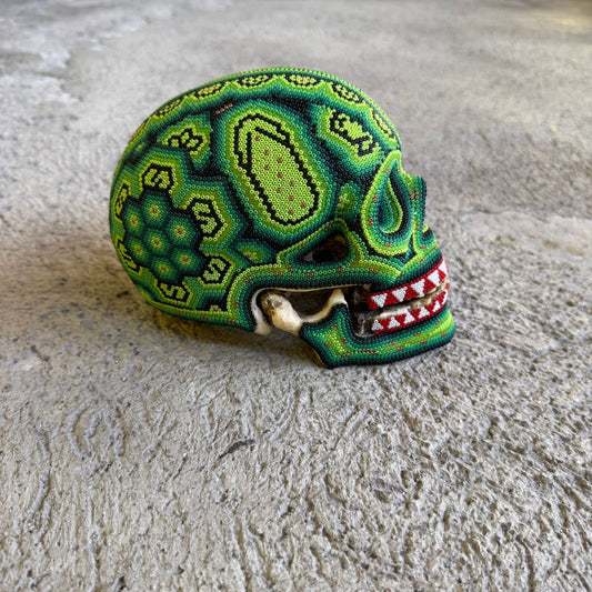 Huichol Hand Beaded Human Skull By Mayola Villa Lopez PP8972