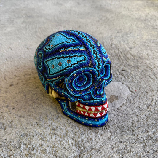 Huichol Hand Beaded Human Skull By Mayola Villa Lopez PP8976