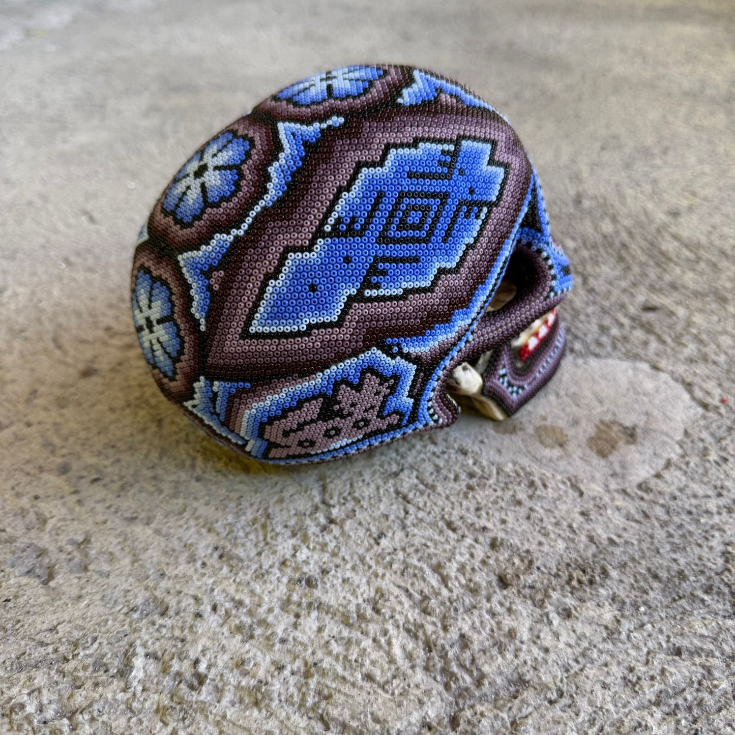 Huichol Hand Beaded Human Skull By Mayola Villa Lopez PP8977