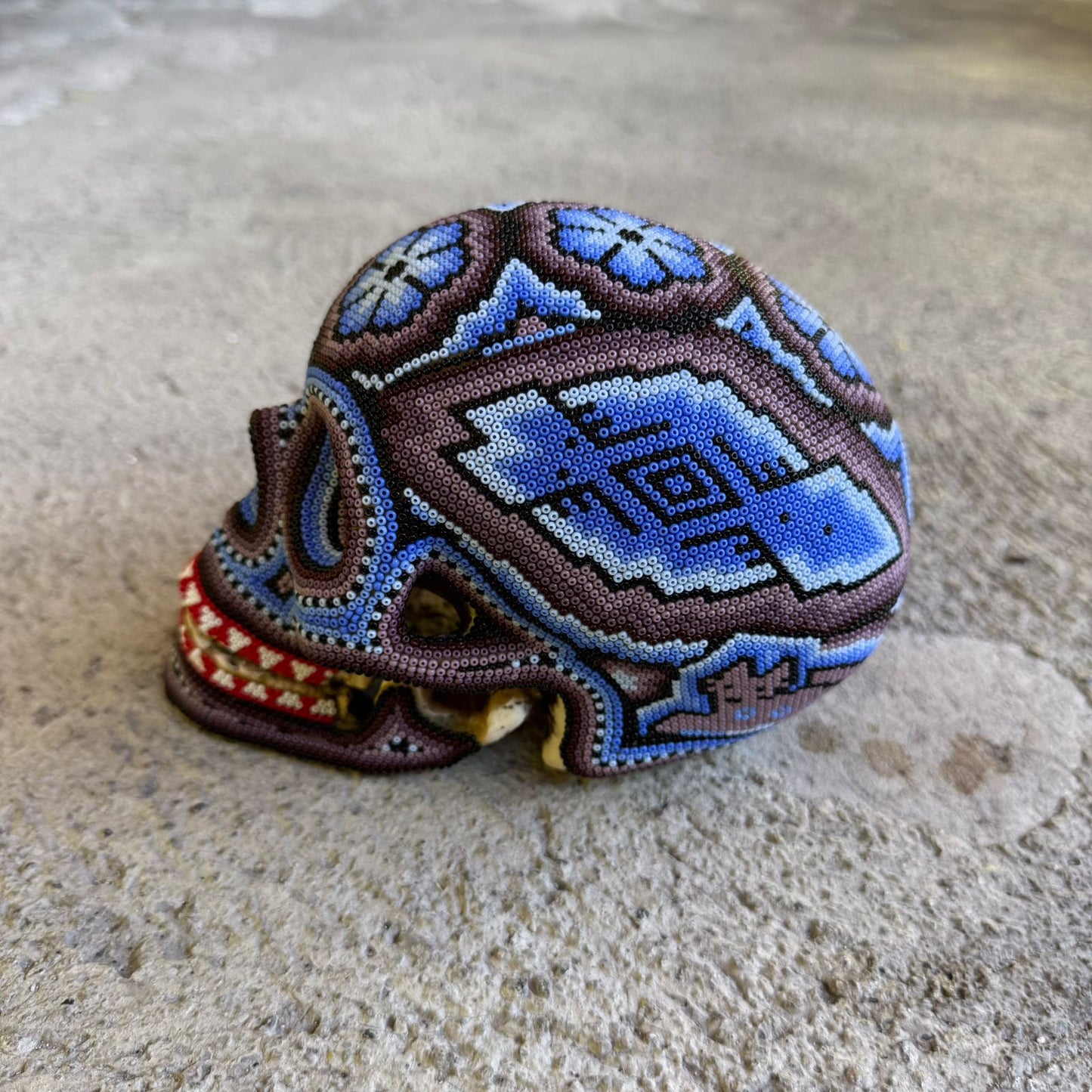 Huichol Hand Beaded Human Skull By Mayola Villa Lopez PP8977