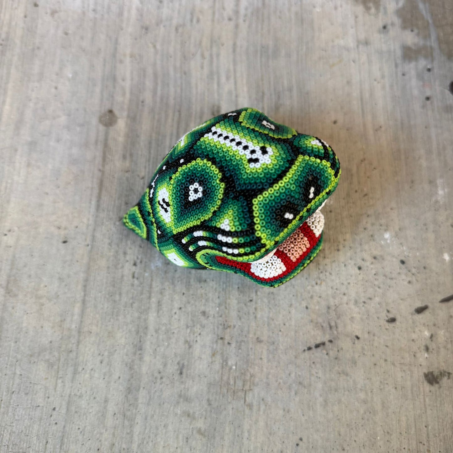 Mexican Folk Art Huichol Beaded Jaguar Head By Mayola Villa Lopez PP8978 Oaxaca