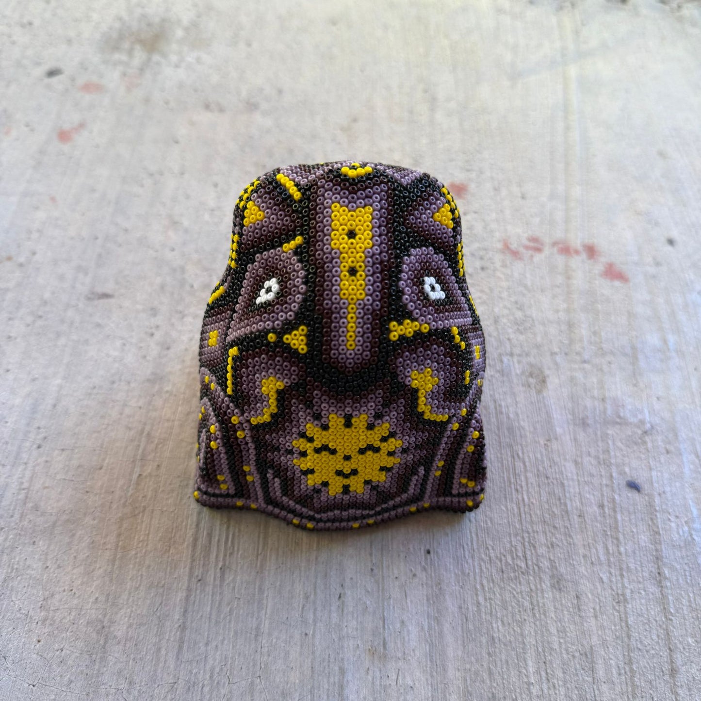 Mexican Folk Art Huichol Beaded Jaguar Head By Mayola Villa Lopez PP8979 Oaxaca