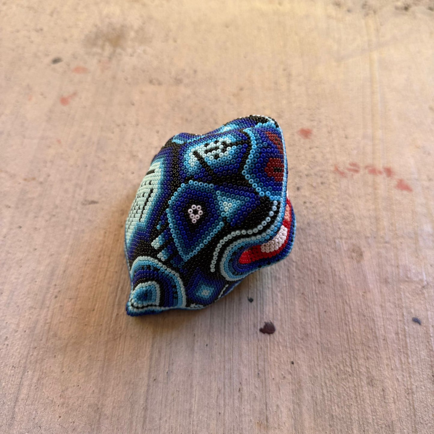 Mexican Folk Art Huichol Beaded Jaguar Head By Mayola Villa Lopez PP8980 Oaxaca