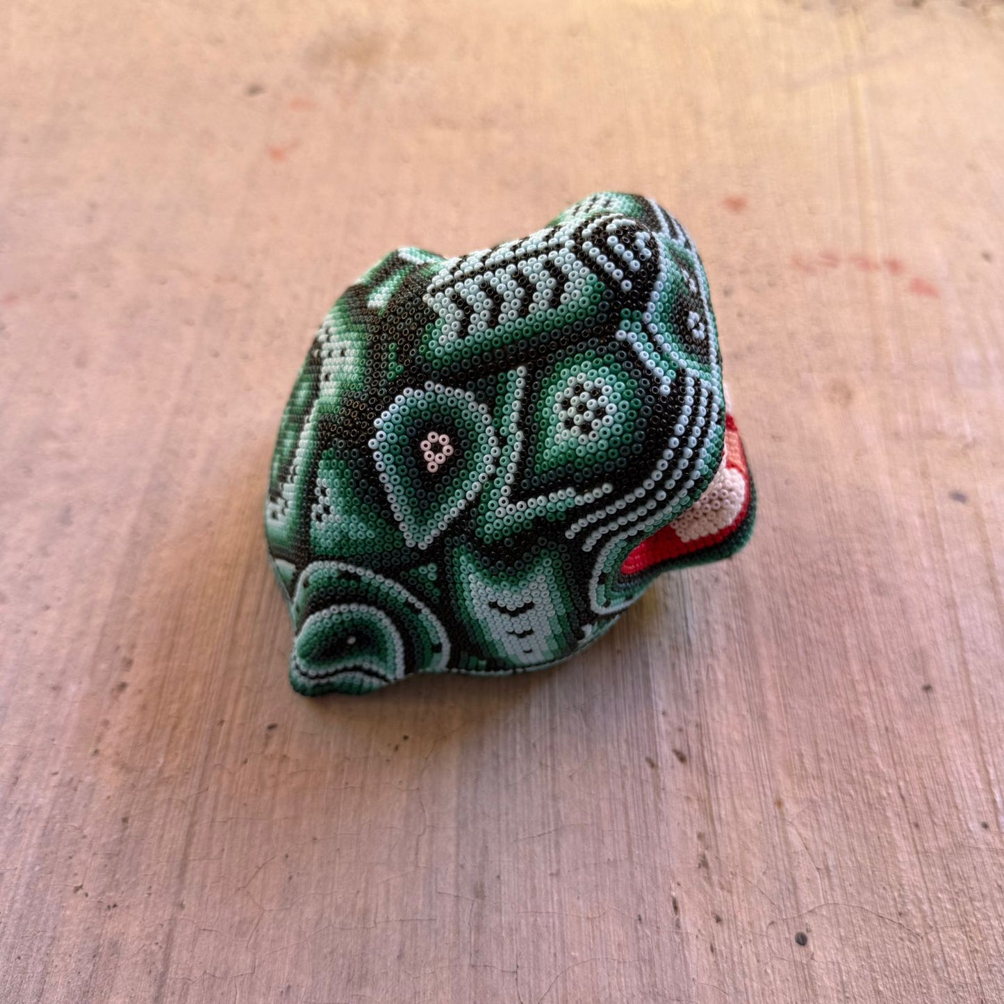 Mexican Folk Art Huichol Beaded Jaguar Head By Mayola Villa Lopez PP8983 Oaxaca