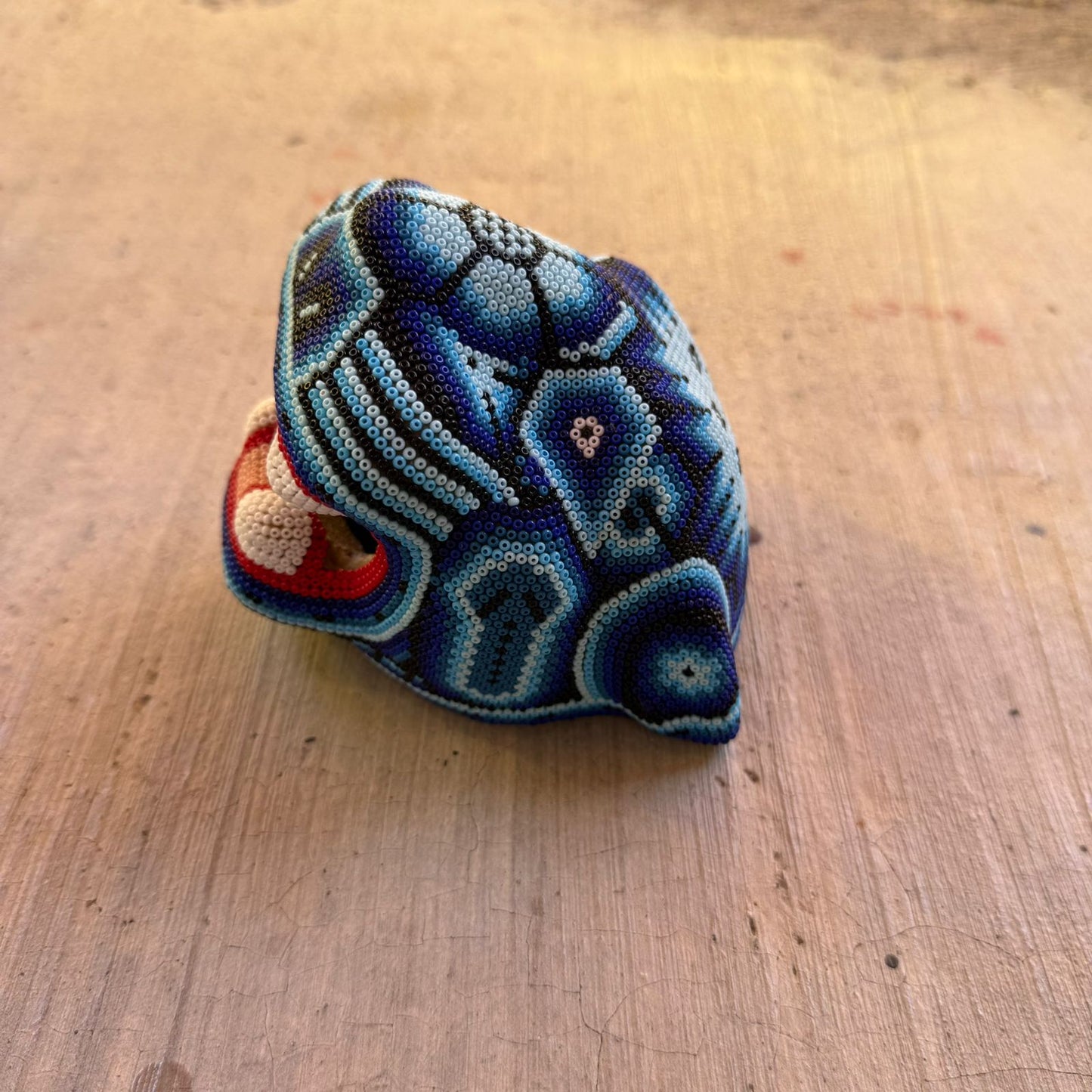 Mexican Folk Art Huichol Beaded Jaguar Head By Mayola Villa Lopez PP8985