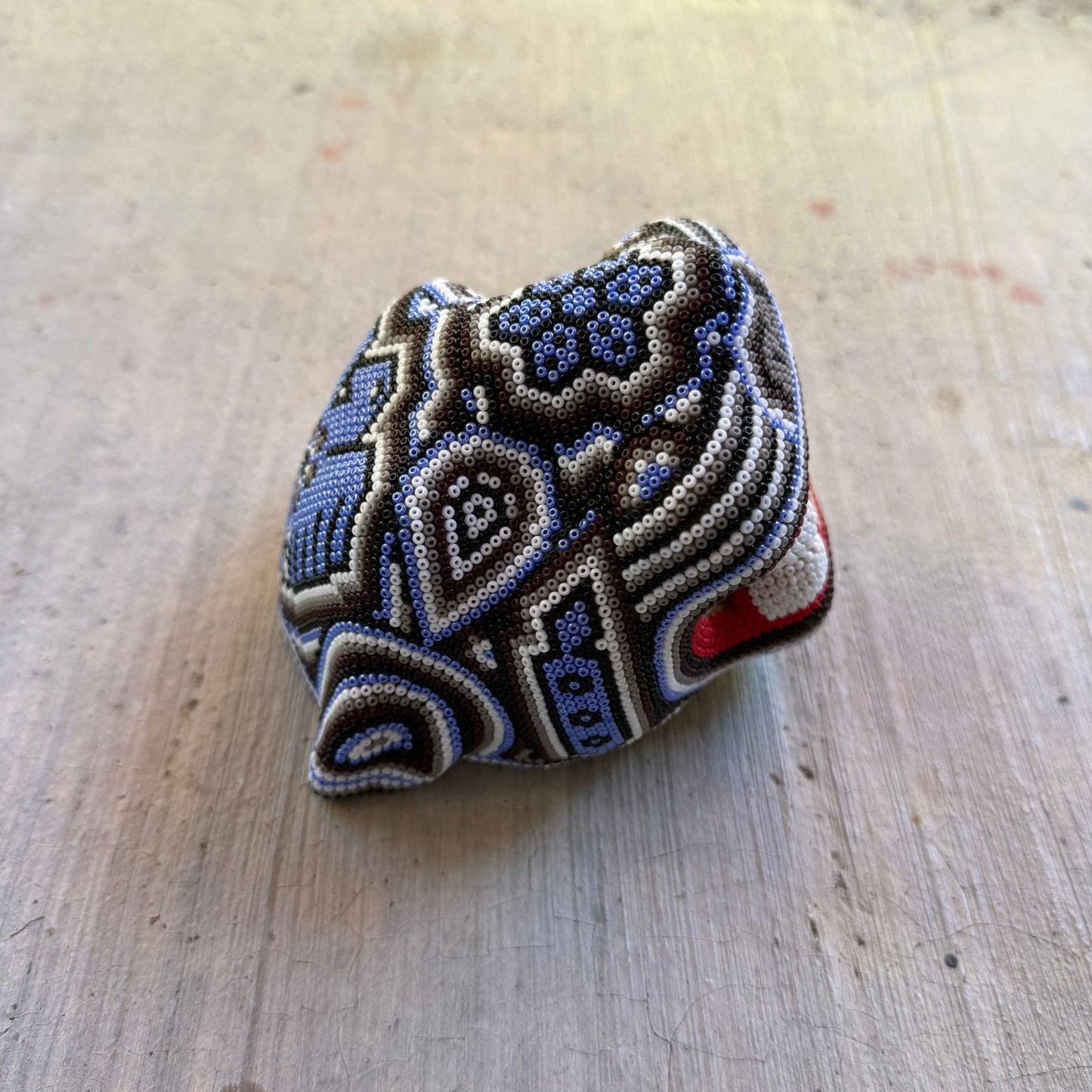 Mexican Folk Art Huichol Beaded Jaguar Head By Mayola Villa Lopez PP8986