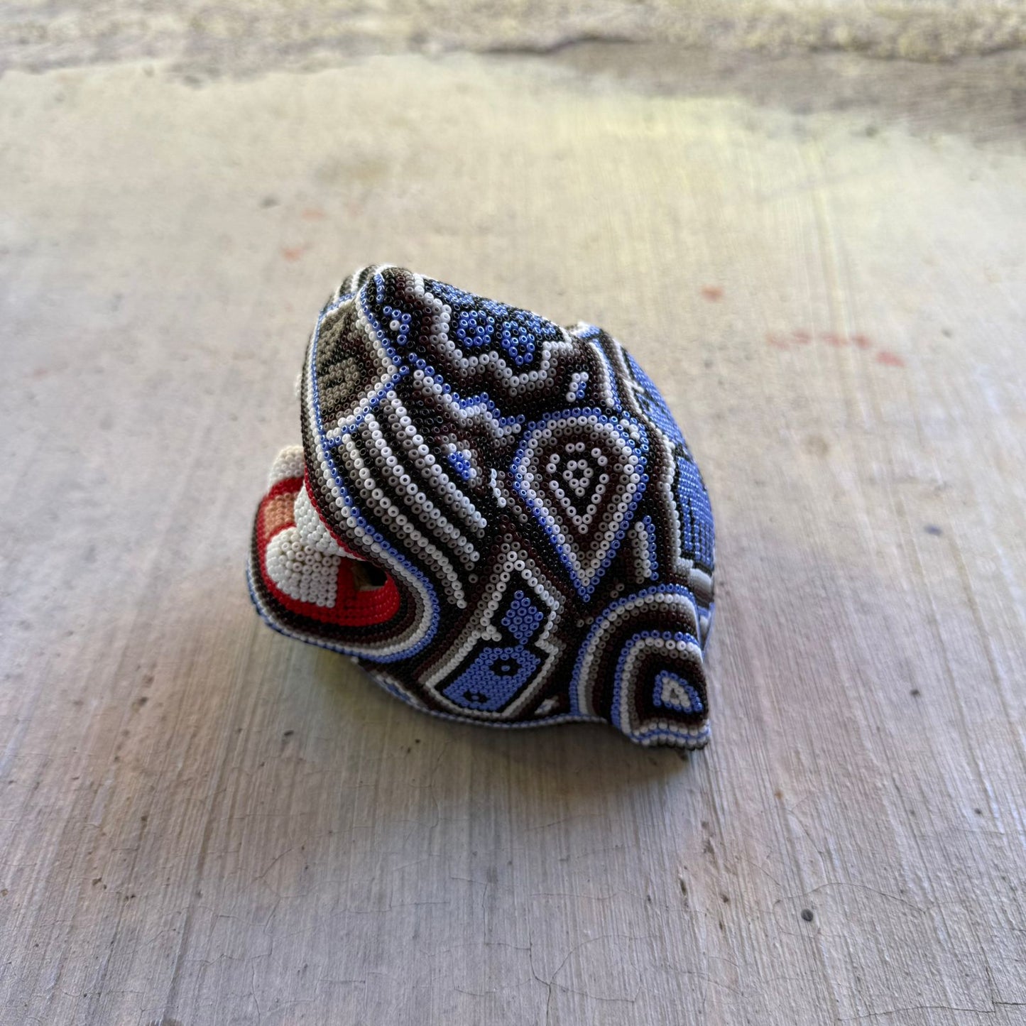 Mexican Folk Art Huichol Beaded Jaguar Head By Mayola Villa Lopez PP8986