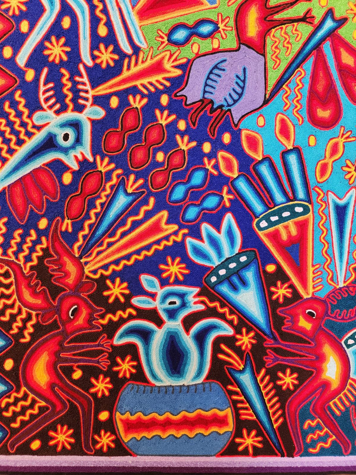 Mexican Folk Art Huichol Yarn Painting by Cooperativa Zitacua PP8987
