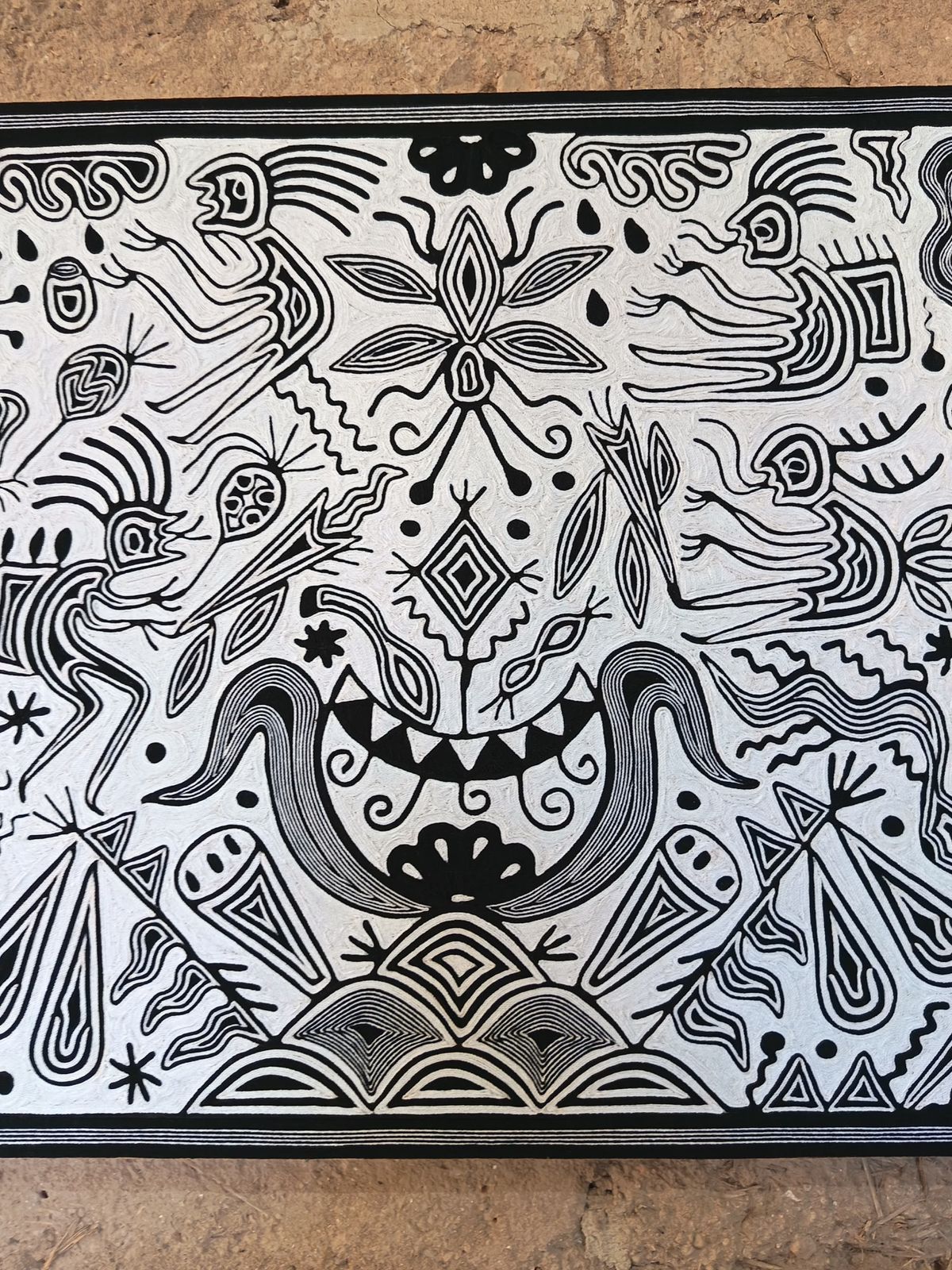 Huichol Yarn Painting Mexican Folk Art by Hilaria Chavez Carrillo PP9010