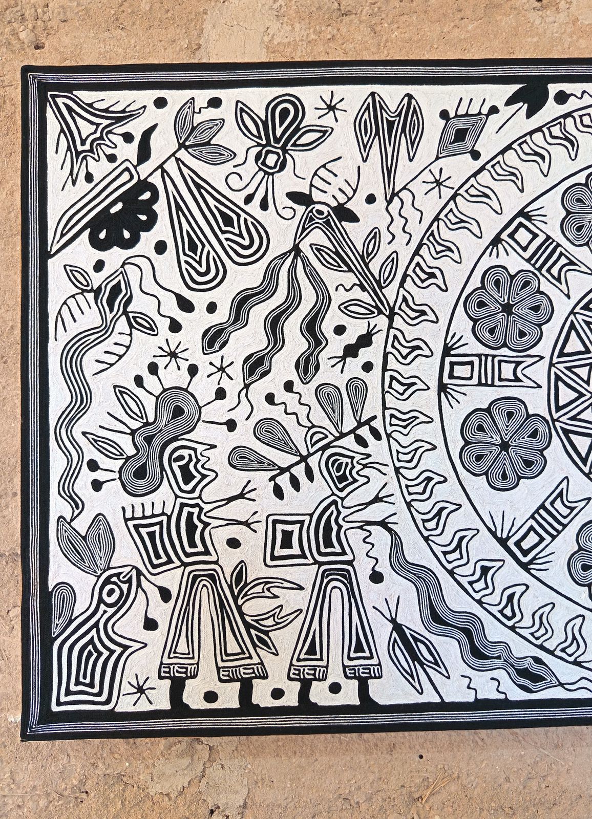 Huichol Yarn Painting Mexican Folk Art by Hilaria Chavez Carrillo PP9011 Oaxaca