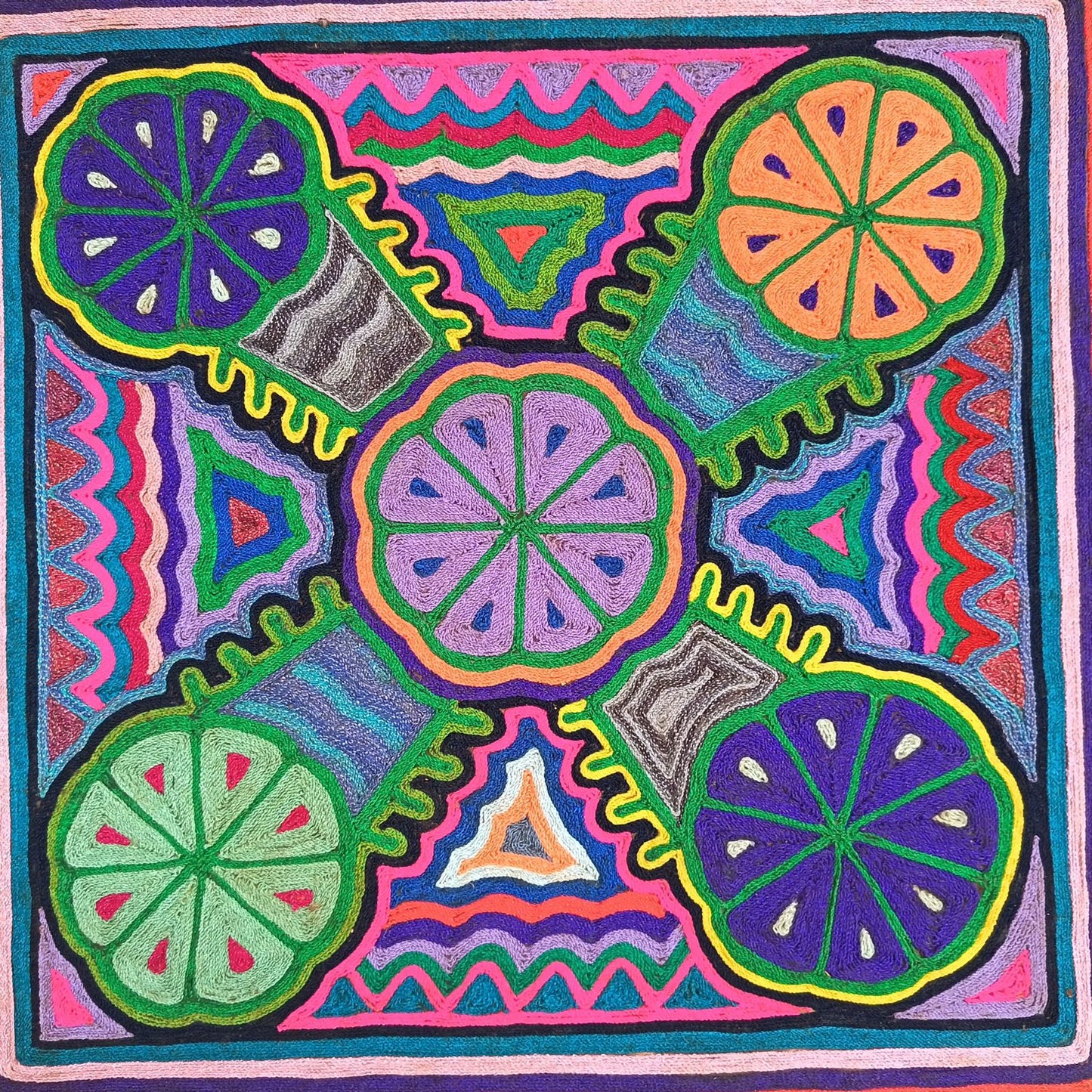 Huichol Indian Mexican Folk Art Yarn Painting by Jesus Jimenez PP9015