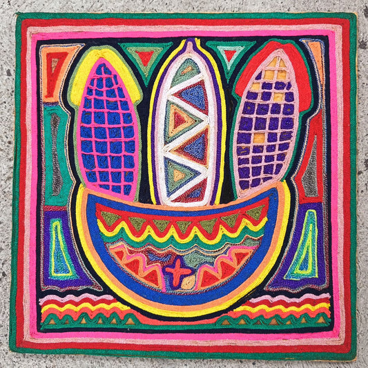 Huichol Indian Mexican Folk Art Yarn Painting by Jesus Jimenez PP9021 Oaxaca