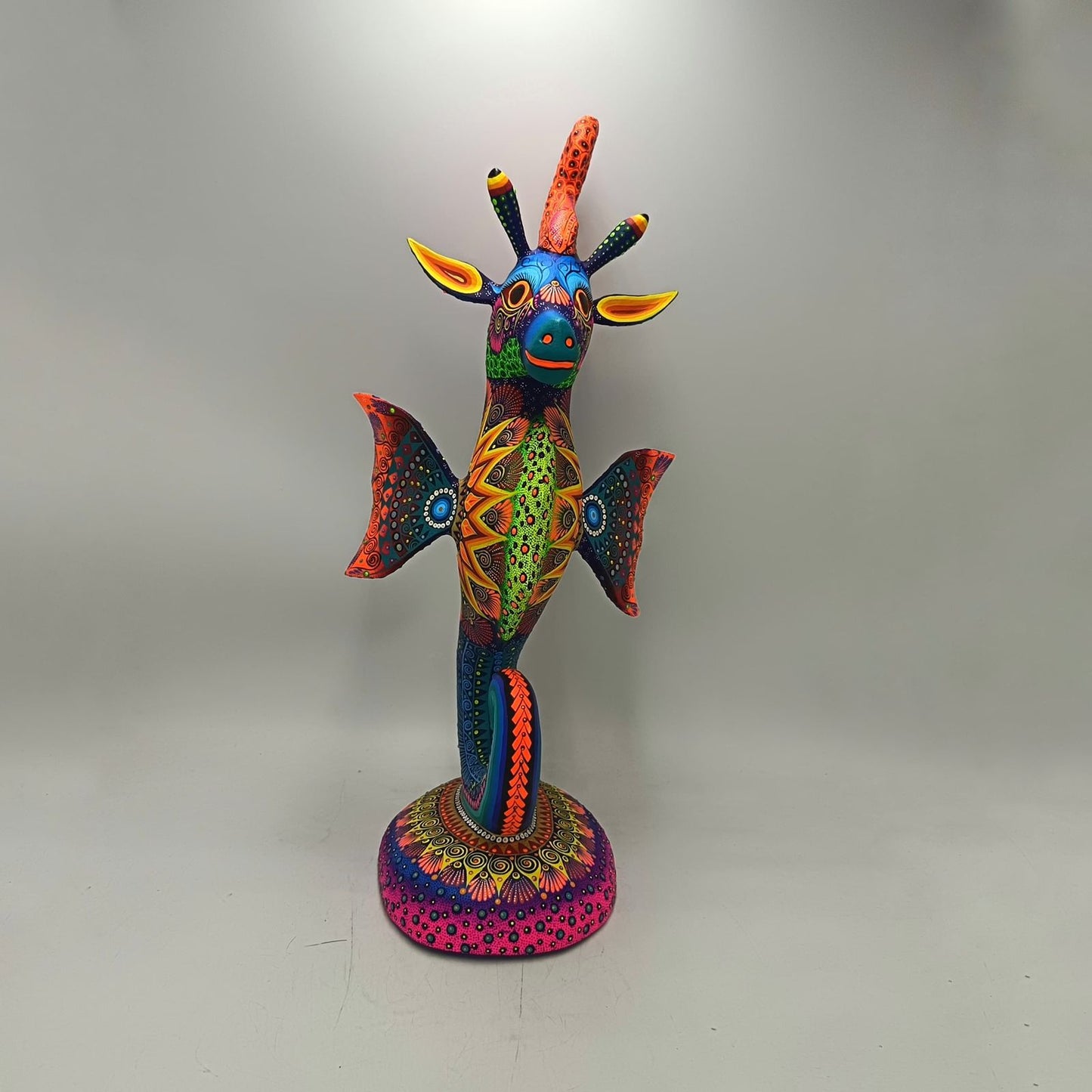 Mexican Folk Art Oaxacan Wood Carving Hand Made, Sea Horse By Luis Sosa PP9027