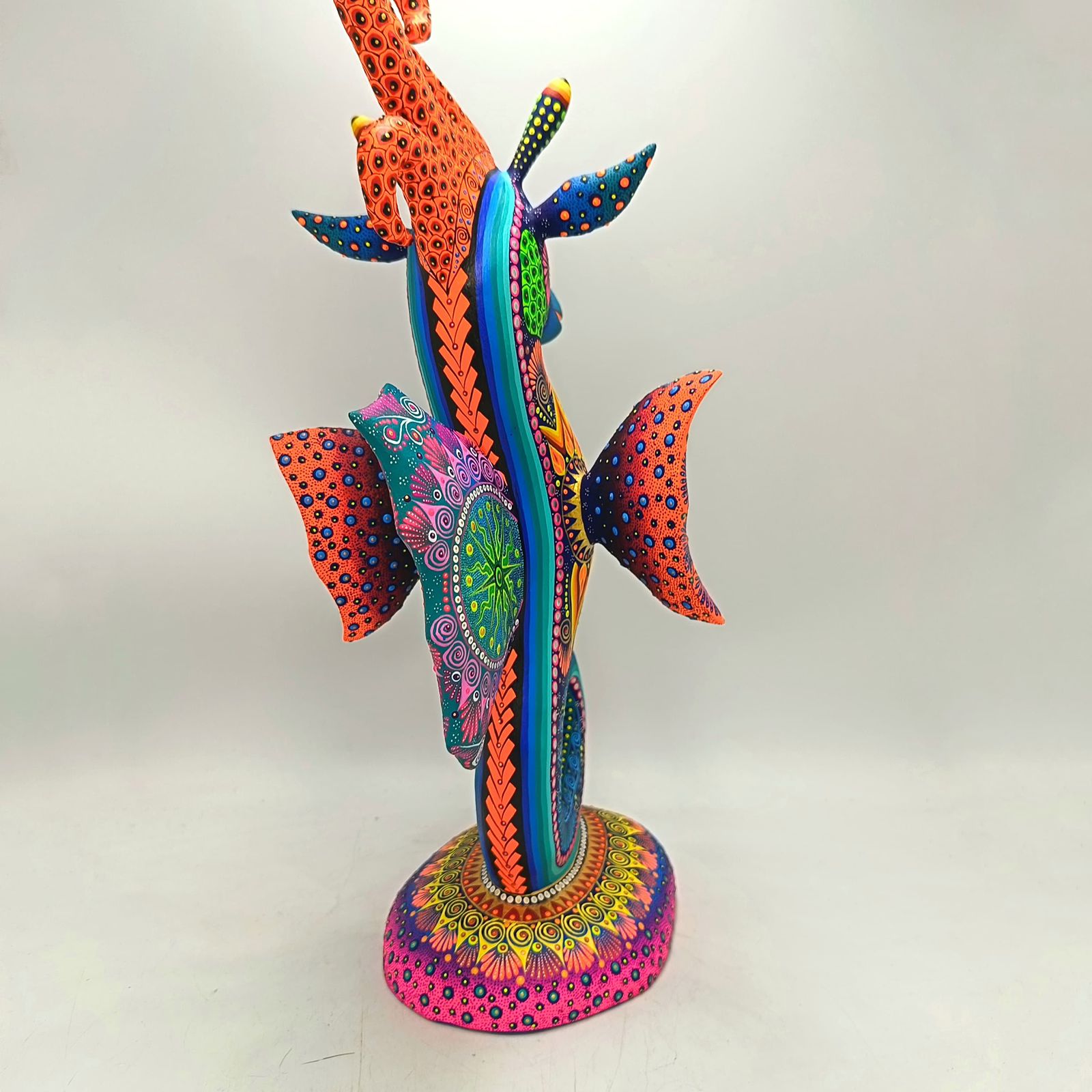 Mexican Folk Art Oaxacan Wood Carving Hand Made, Sea Horse By Luis