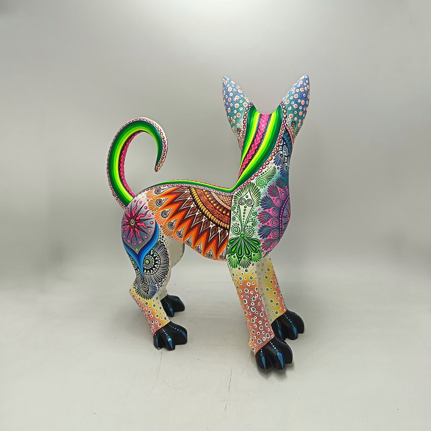 Mexican Folk Art Oaxacan Wood Carving Hand Made, Dog By Luis Sosa PP9028