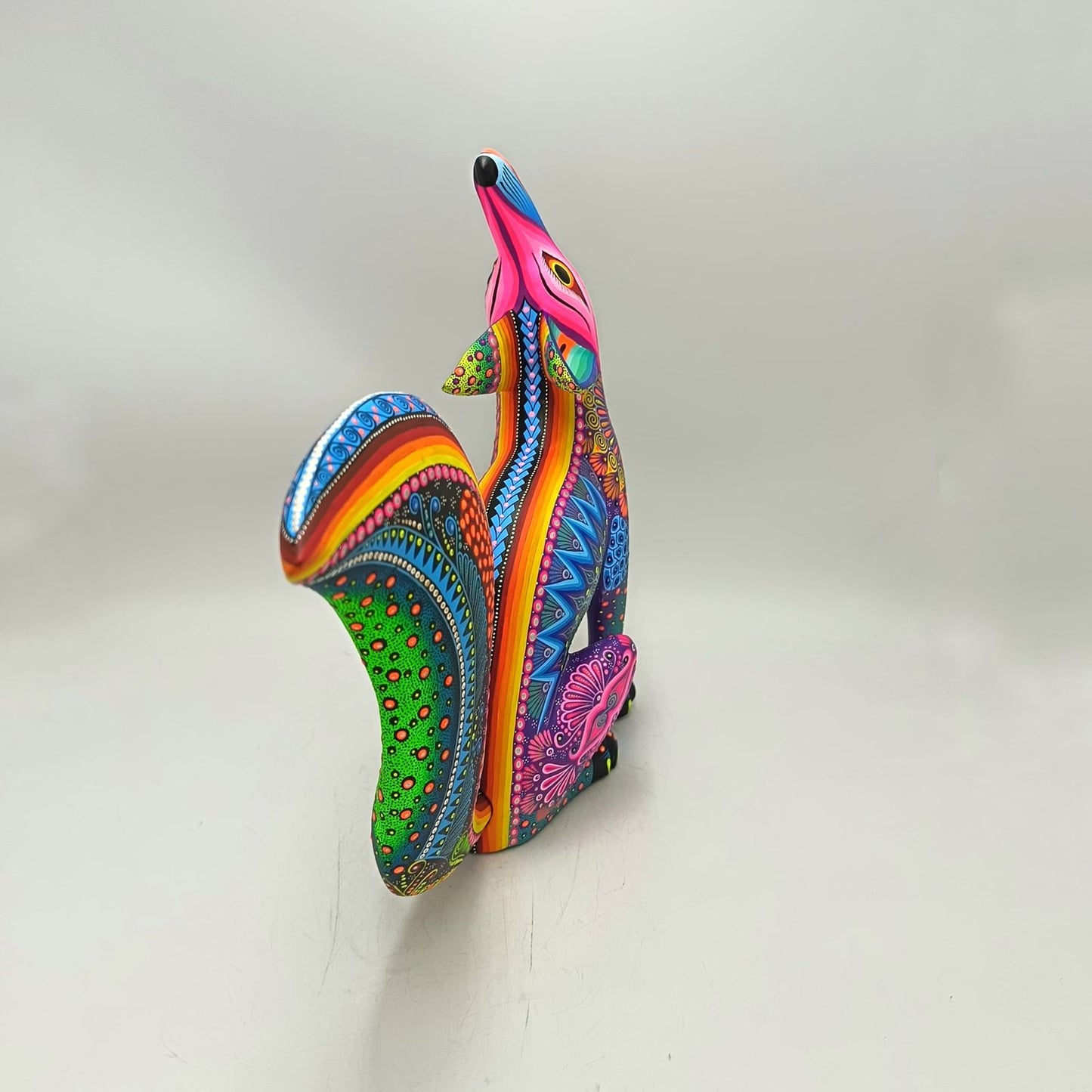 Mexican Folk Art Oaxacan Wood Carving Hand Made, Coyote By Luis Sosa PP9035