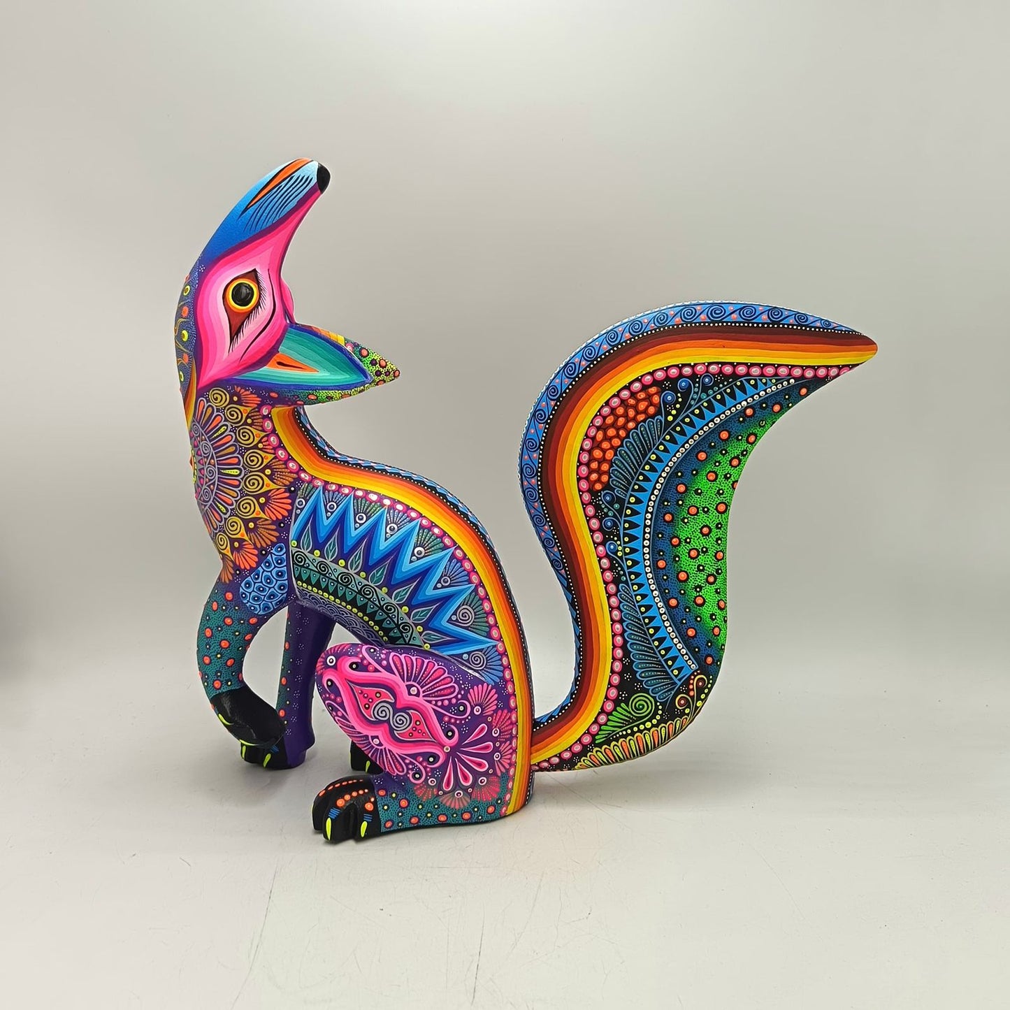 Mexican Folk Art Oaxacan Wood Carving Hand Made, Coyote By Luis Sosa PP9035