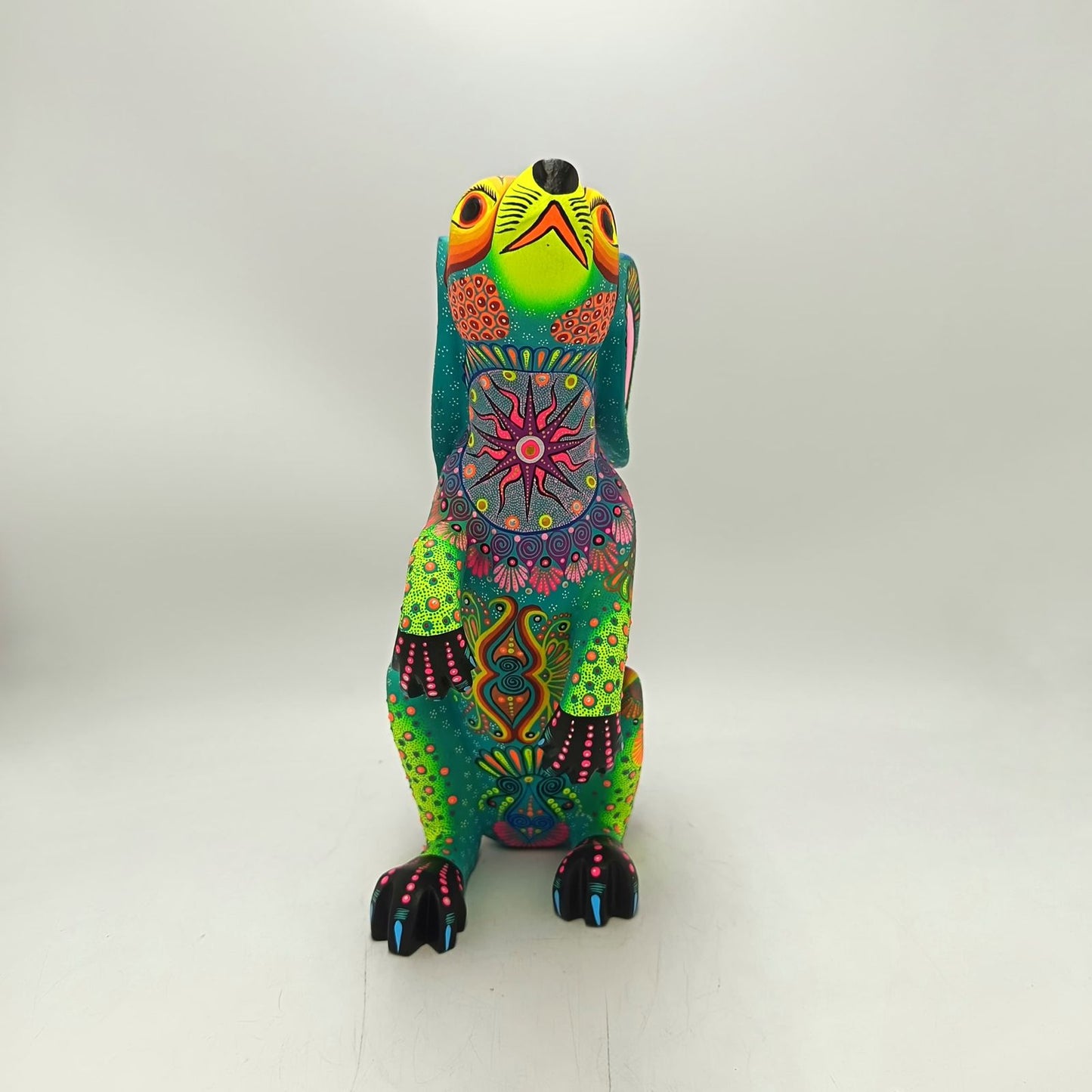Mexican Folk Art Oaxacan Wood Carving Hand Made, Rabbit By Luis Sosa PP9036