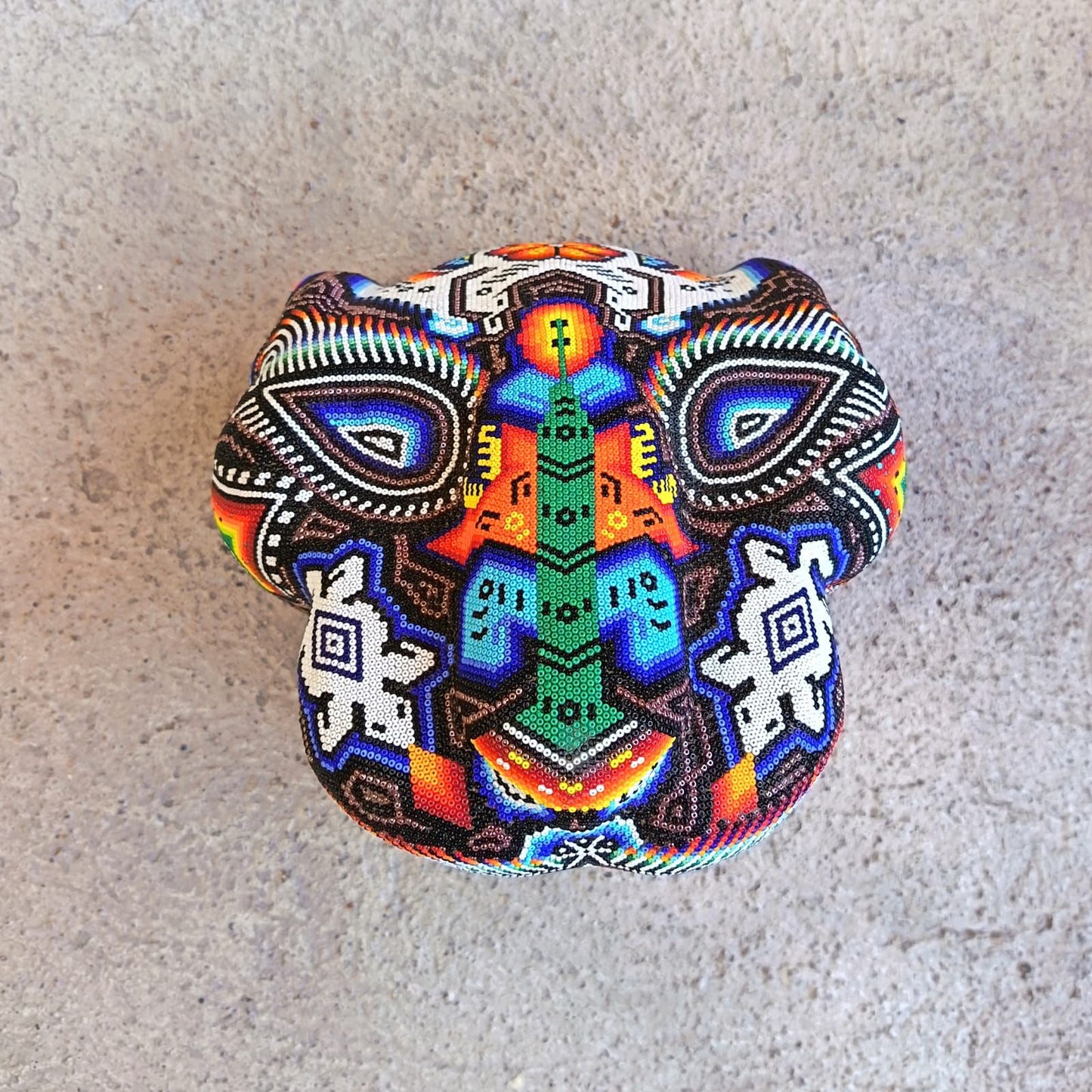 Mexican Huichol Hand Beaded Jaguar Head By Santos Bautista PP9054 Oaxaca