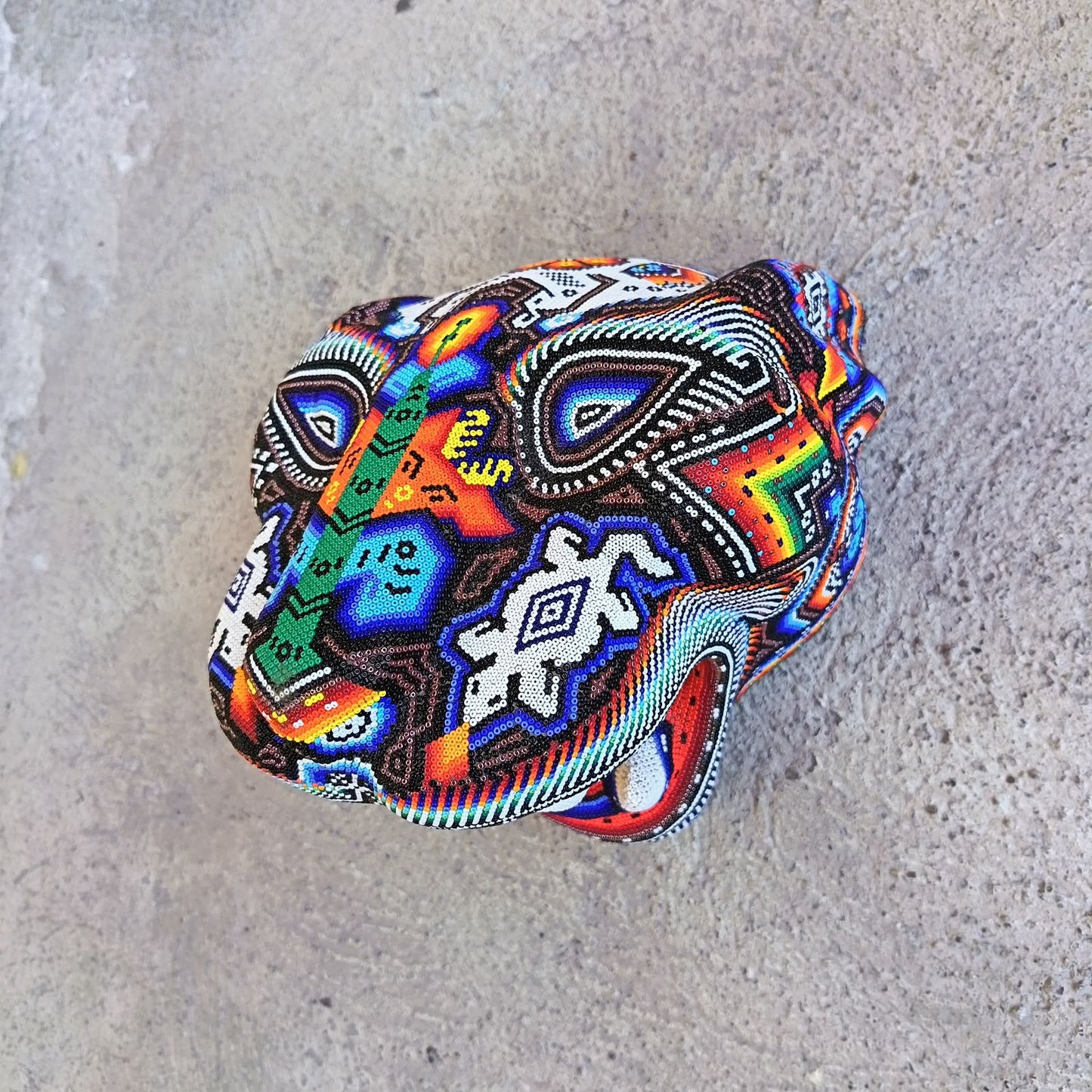 Mexican Huichol Hand Beaded Jaguar Head By Santos Bautista PP9054 Oaxaca