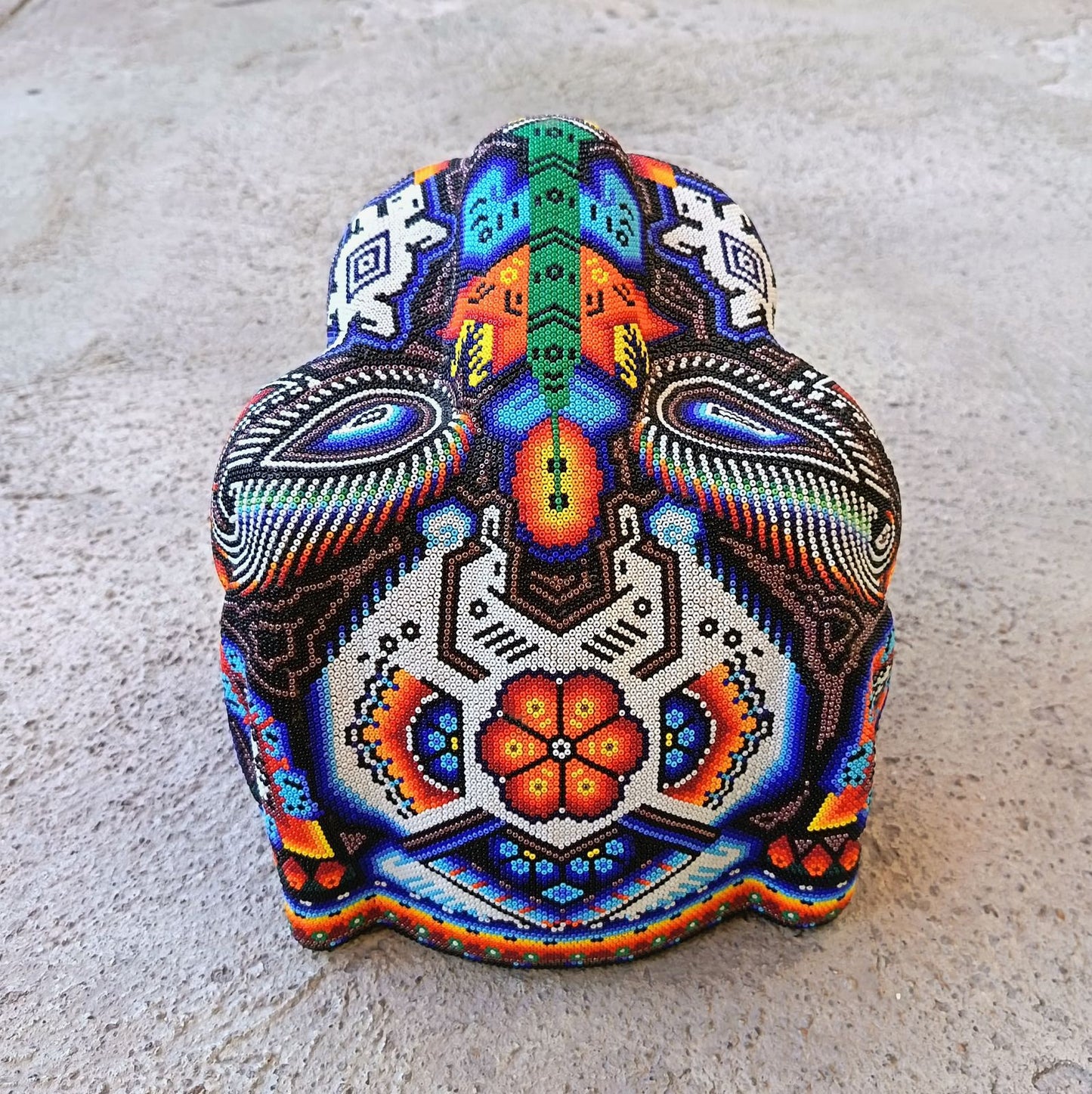 Mexican Huichol Hand Beaded Jaguar Head By Santos Bautista PP9054 Oaxaca