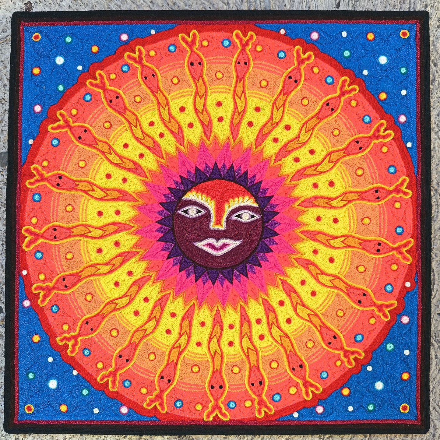Huichol Indian Yarn Painting by Samuel Hernandez PP9064