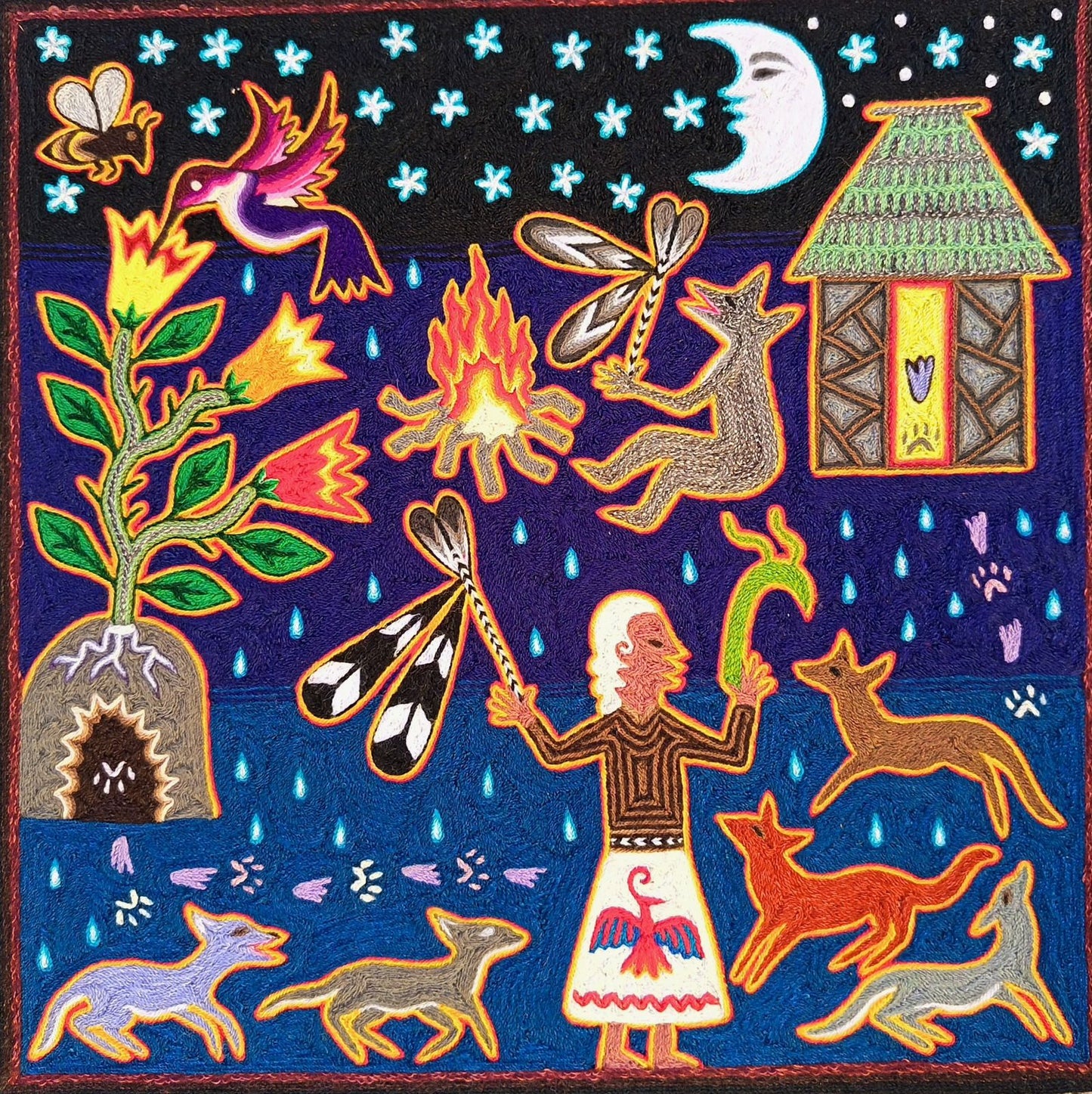 Huichol Indian Yarn Painting by Samuel Hernandez PP9065