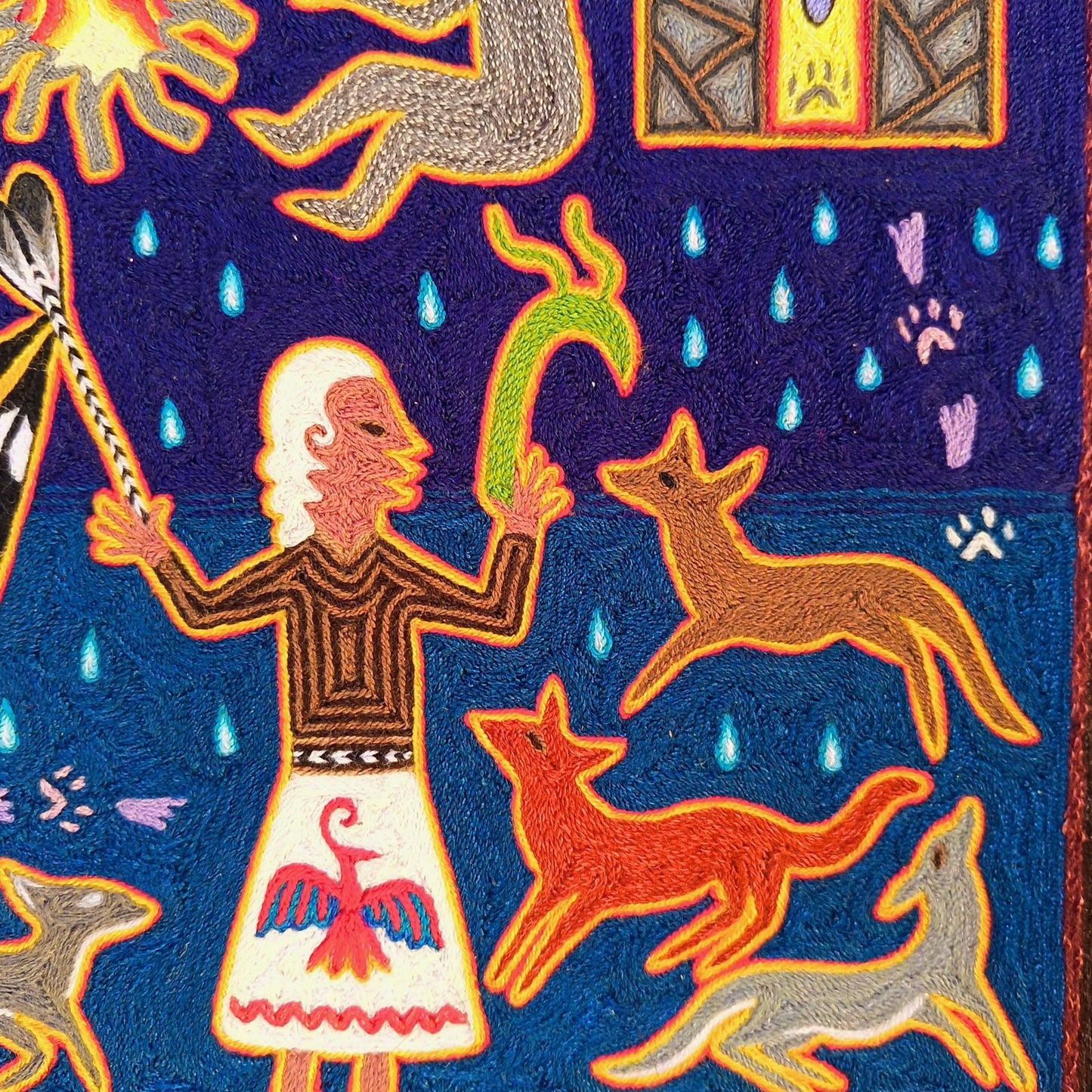 Huichol Indian Yarn Painting by Samuel Hernandez PP9065