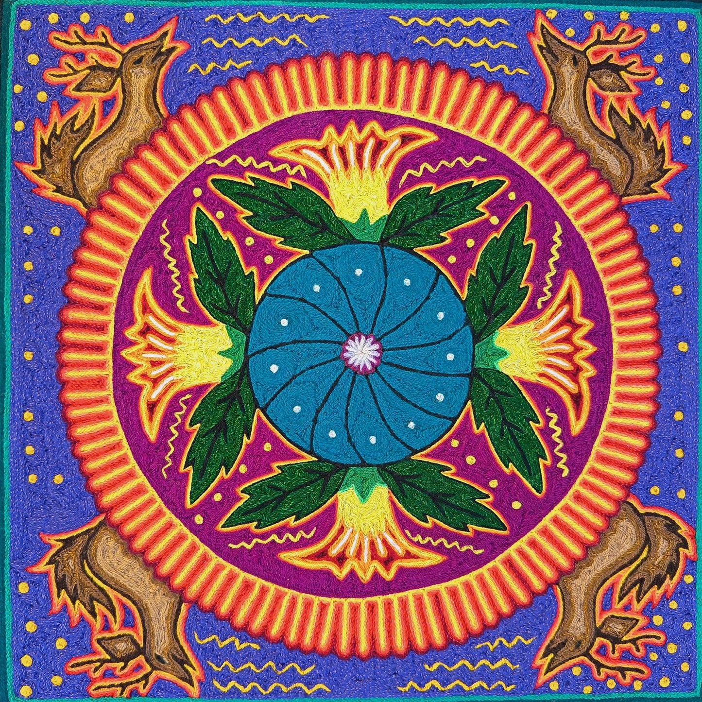 Huichol Indian Yarn Painting by Samuel Hernandez PP9068 Oaxaca