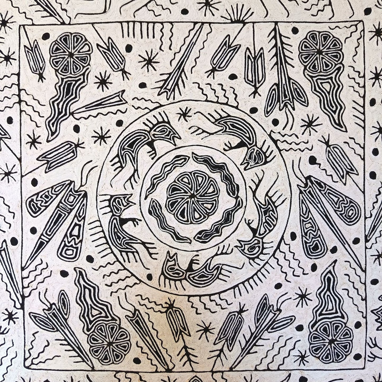 Mexican Folk Art Huichol Yarn Painting by Cooperativa Zitacua PP9072 Oaxaca