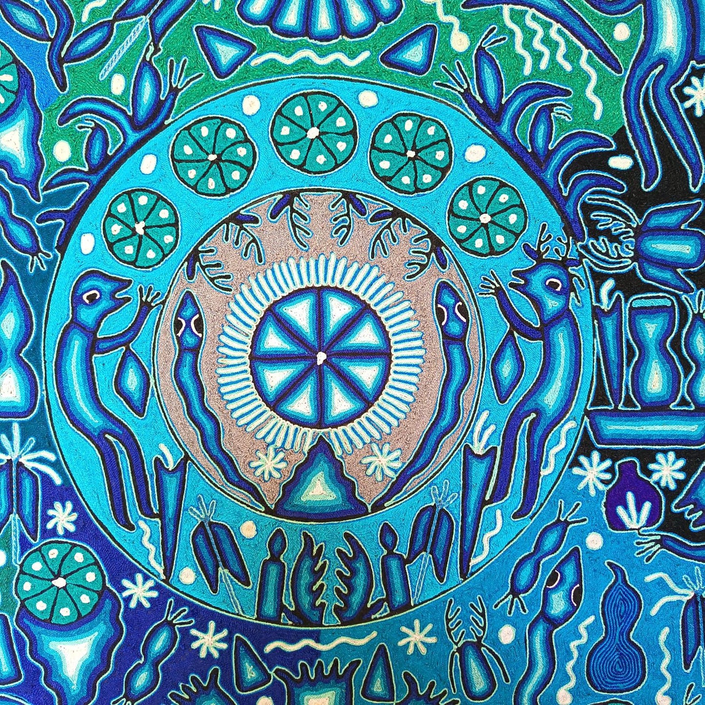 Mexican Folk Art Huichol Yarn Painting by Cooperativa Zitacua PP9073