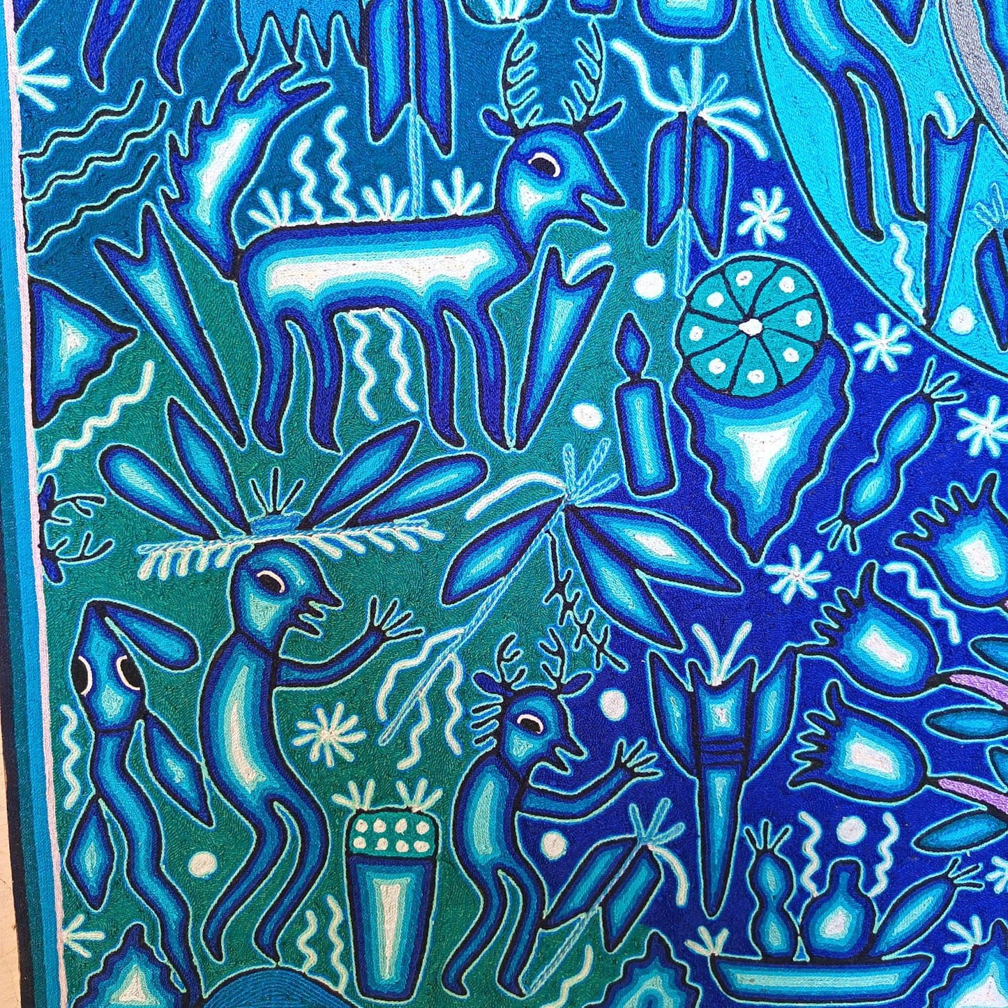 Mexican Folk Art Huichol Yarn Painting by Cooperativa Zitacua PP9073