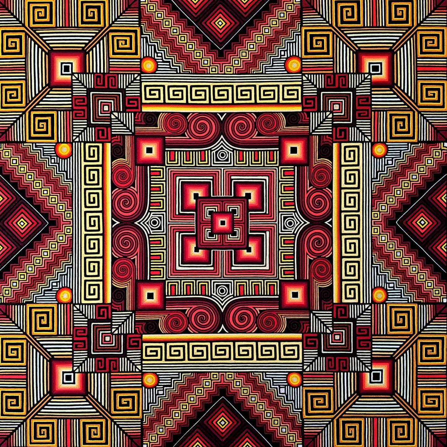 Huichol Indian Mexican Folk Art Yarn Painting Excelente Castro PP9086
