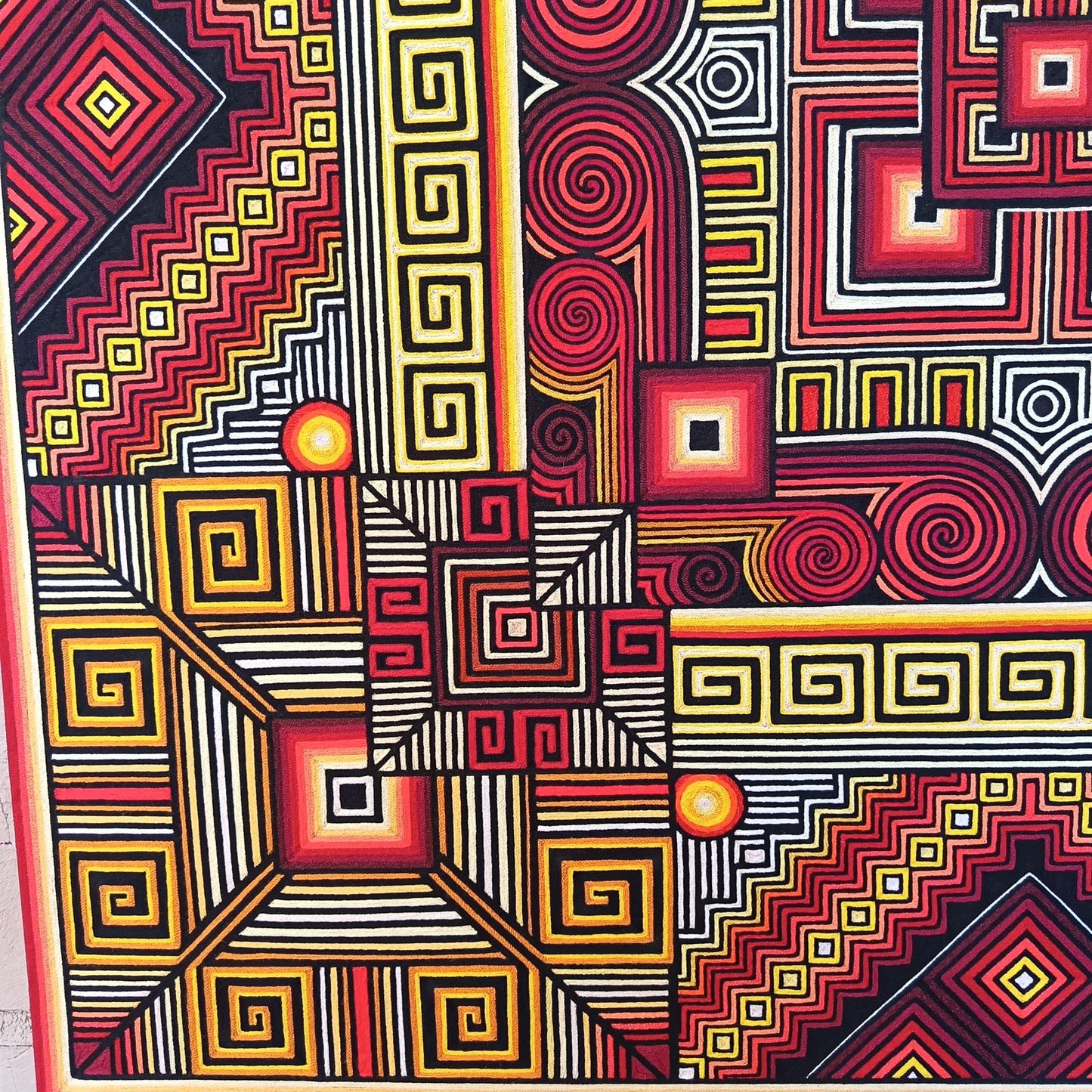 Huichol Indian Mexican Folk Art Yarn Painting Excelente Castro PP9086