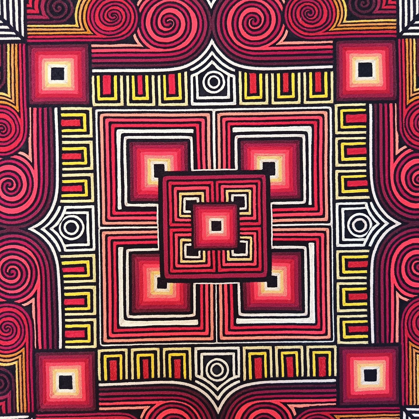 Huichol Indian Mexican Folk Art Yarn Painting Excelente Castro PP9086