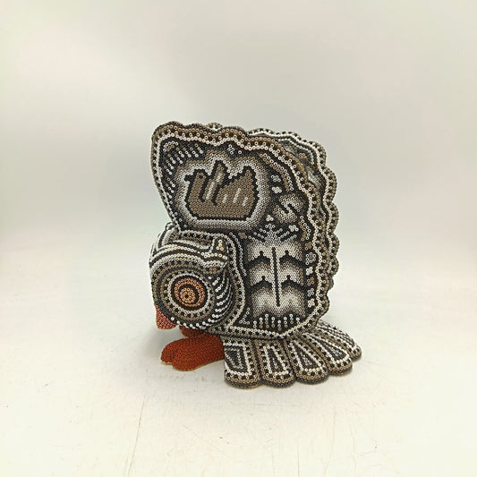 Mexican Huichol Hand Beaded Owl By Isandro Villa Lopez PP9100