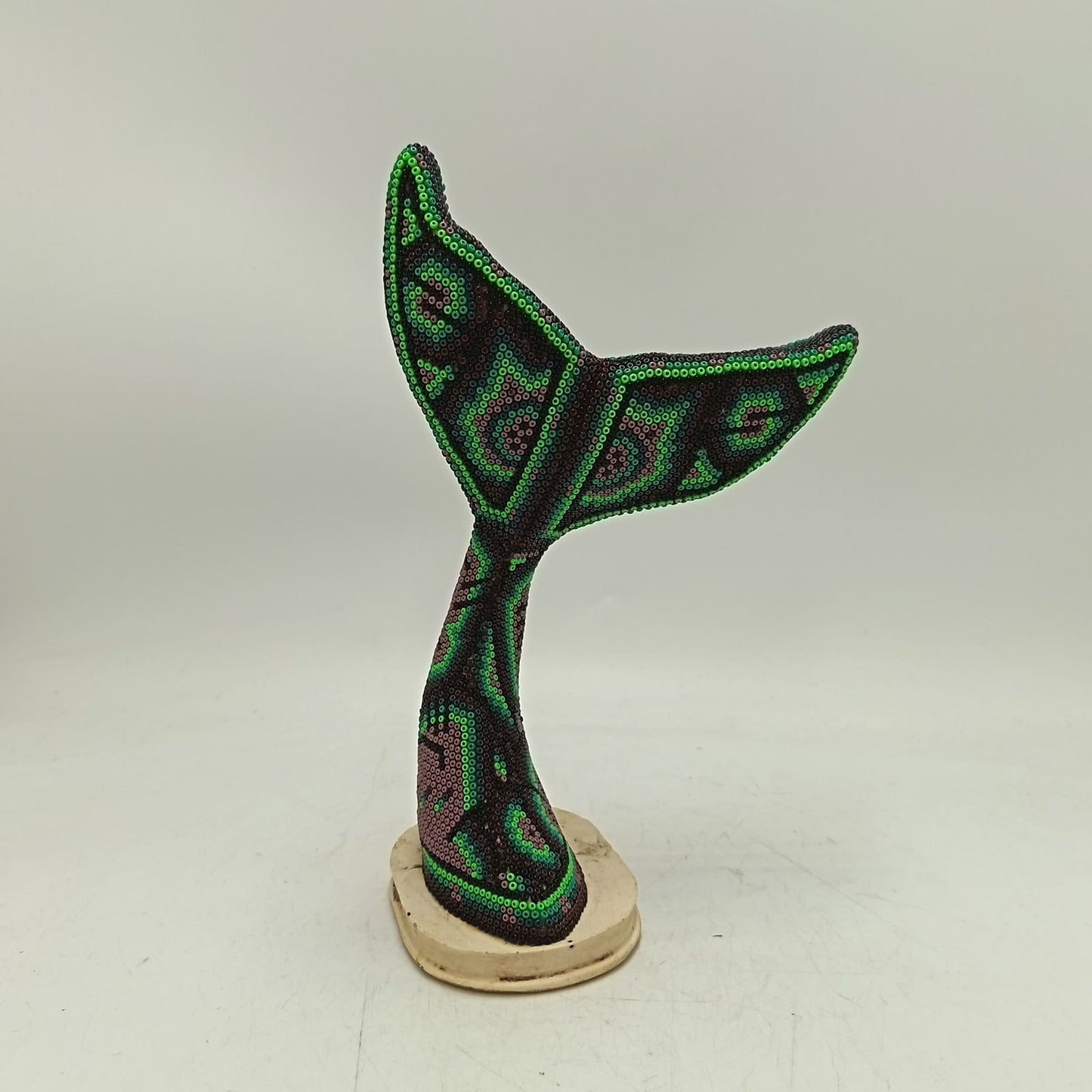 Mexican Huichol Hand Beaded Whale Tail By Isandro Villa Lopez PP9105