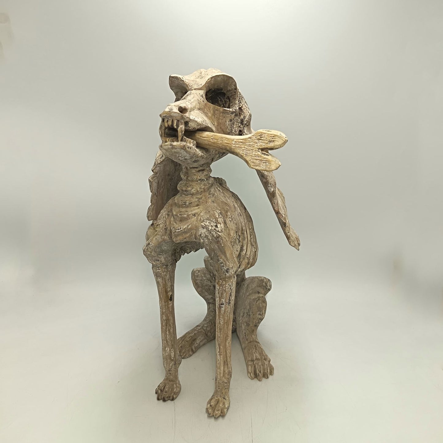 Beutiful Oaxacan Wood Carving Skeleton Dog, By Alejandrino Fuentes PP9109