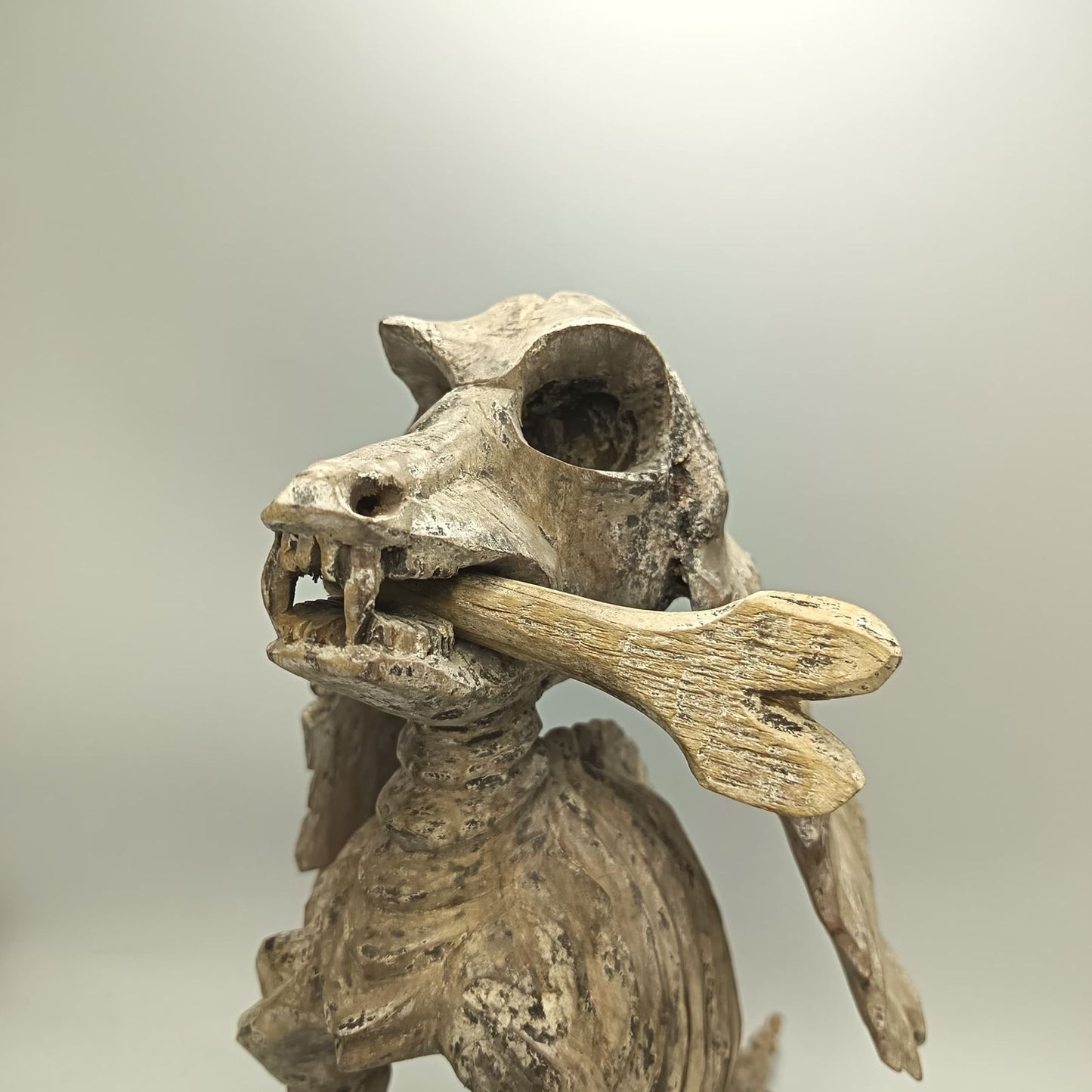 Beutiful Oaxacan Wood Carving Skeleton Dog, By Alejandrino Fuentes PP9109