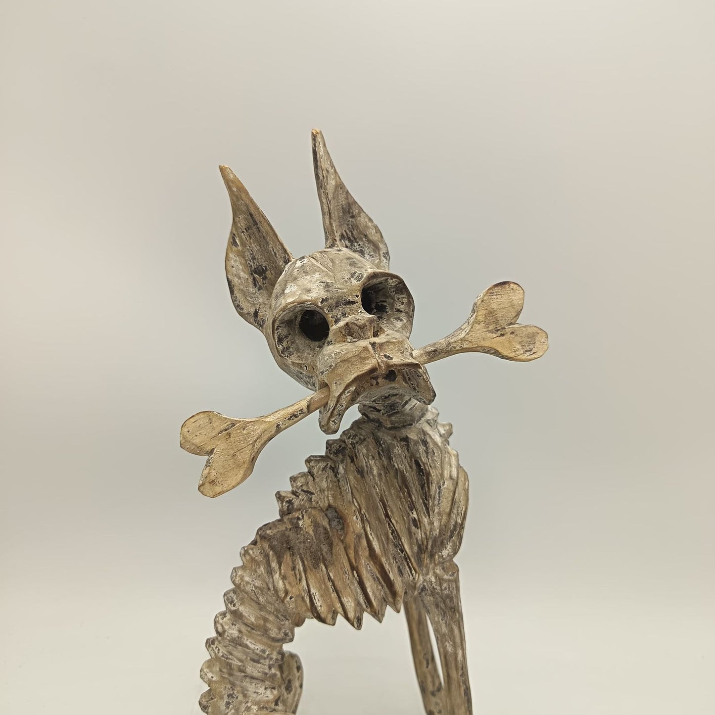 Beutiful Oaxacan Wood Carving Skeleton Dog, By Alejandrino Fuentes PP9111