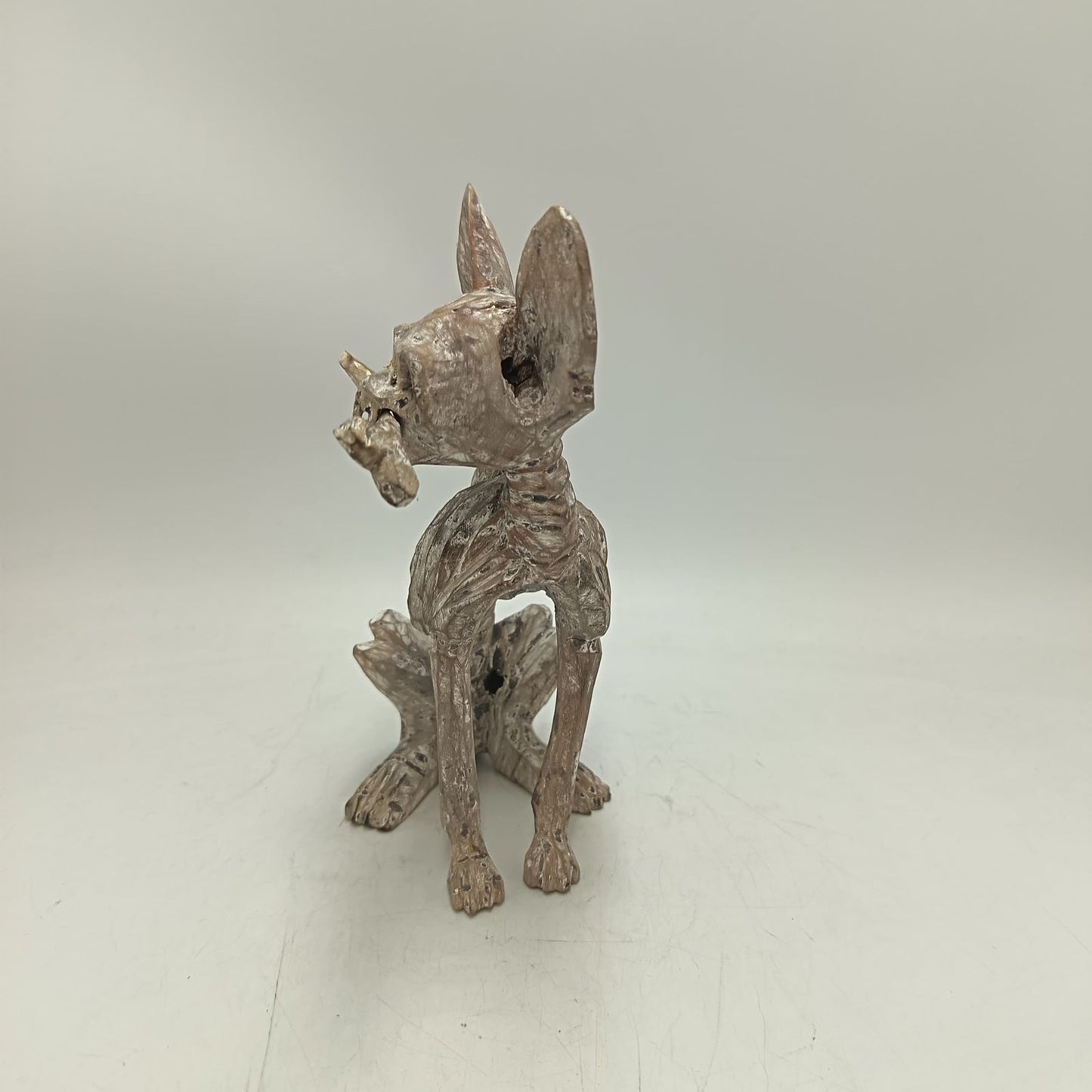 Beutiful Oaxacan Wood Carving Skeleton Dog, By Alejandrino Fuentes PP9112