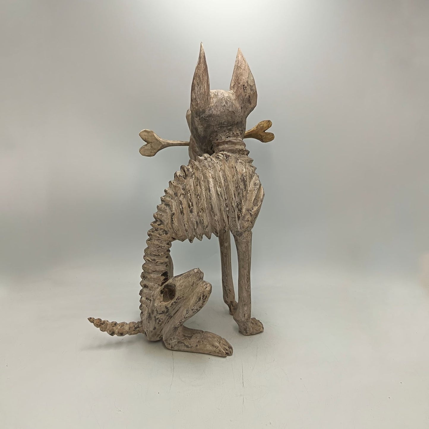 Beutiful Oaxacan Wood Carving Skeleton Dog, By Alejandrino Fuentes PP9113