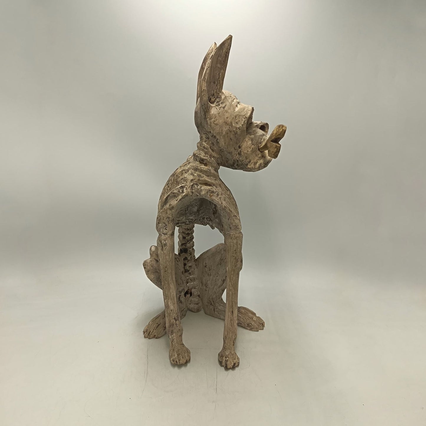 Beutiful Oaxacan Wood Carving Skeleton Dog, By Alejandrino Fuentes PP9113